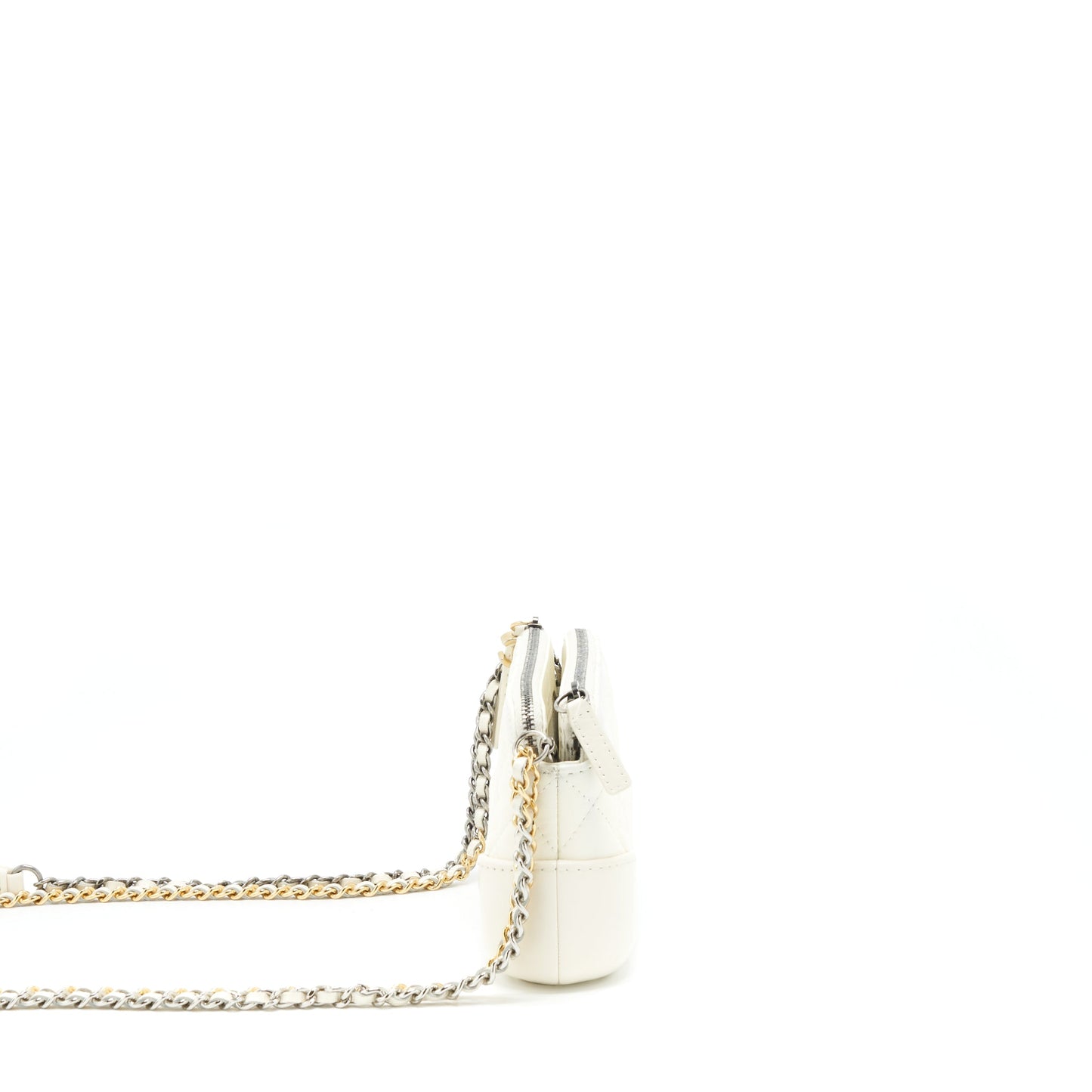 Chanel Gabrielle Clutch On Chain Aged Calfskin White ilver And Gold Hardware