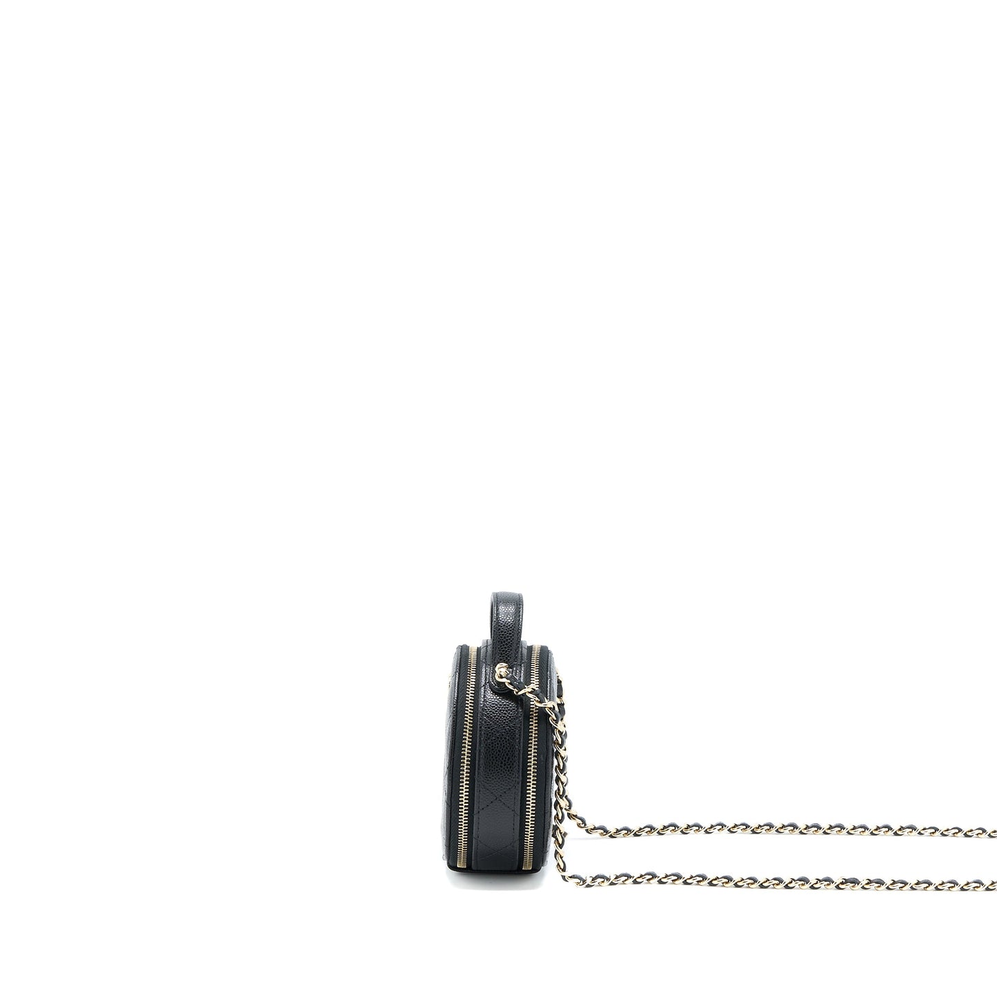 Chanel Mini Round Purse Vanity Caviar Black LGHW