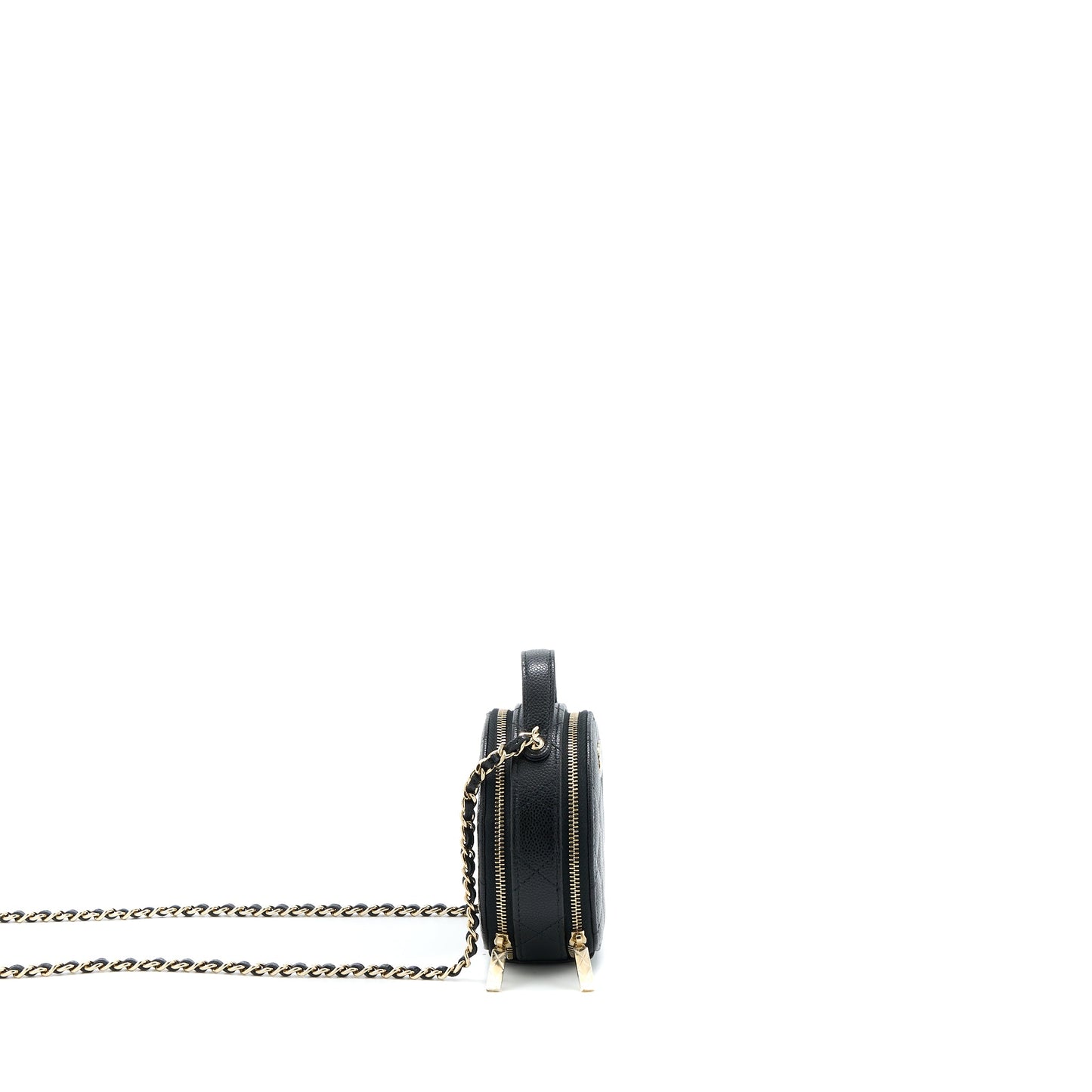 Chanel Mini Round Purse Vanity Caviar Black LGHW