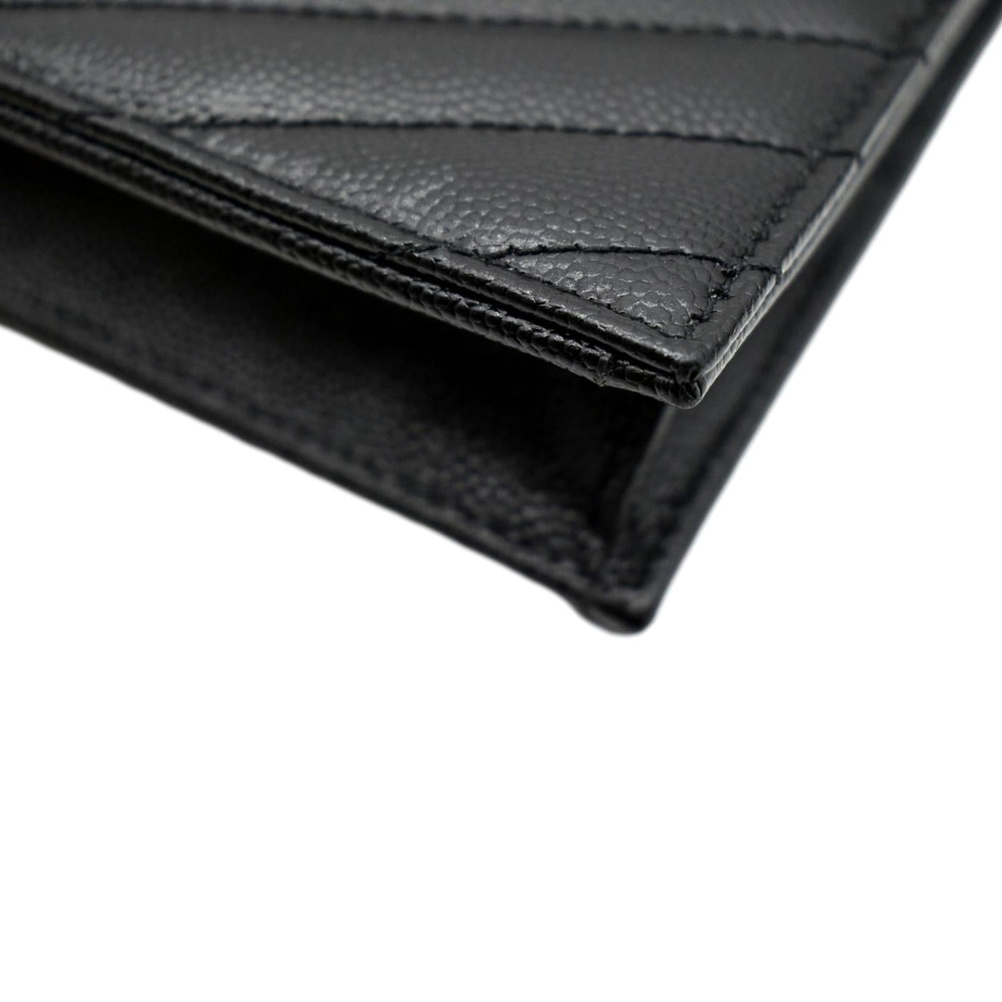 YVES SAINT LAURENT Cassandre Grain De Poudre Embossed Leather Chain Envelope Bag Black
