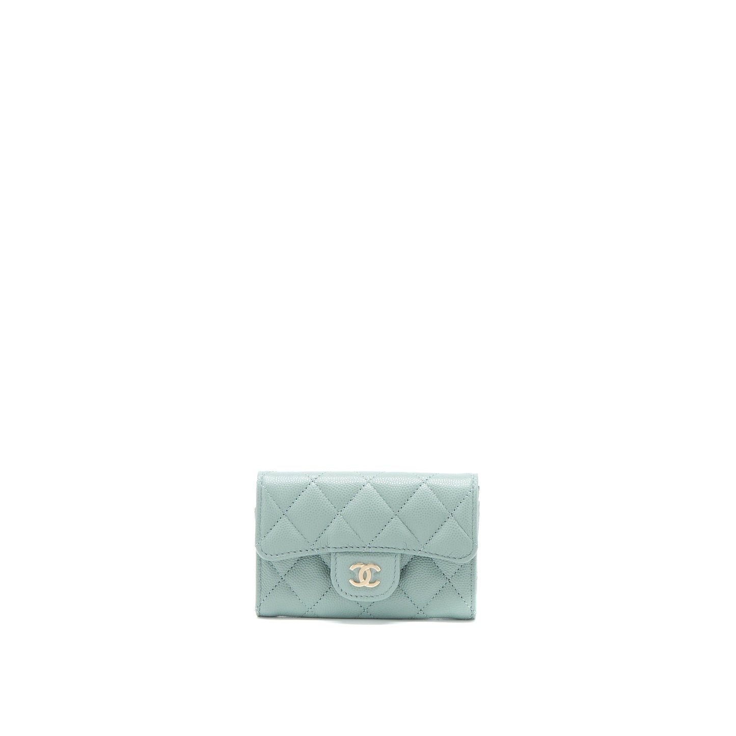 Chanel 23C Classic Flap Card Holder Caviar Light Grey LGHW
