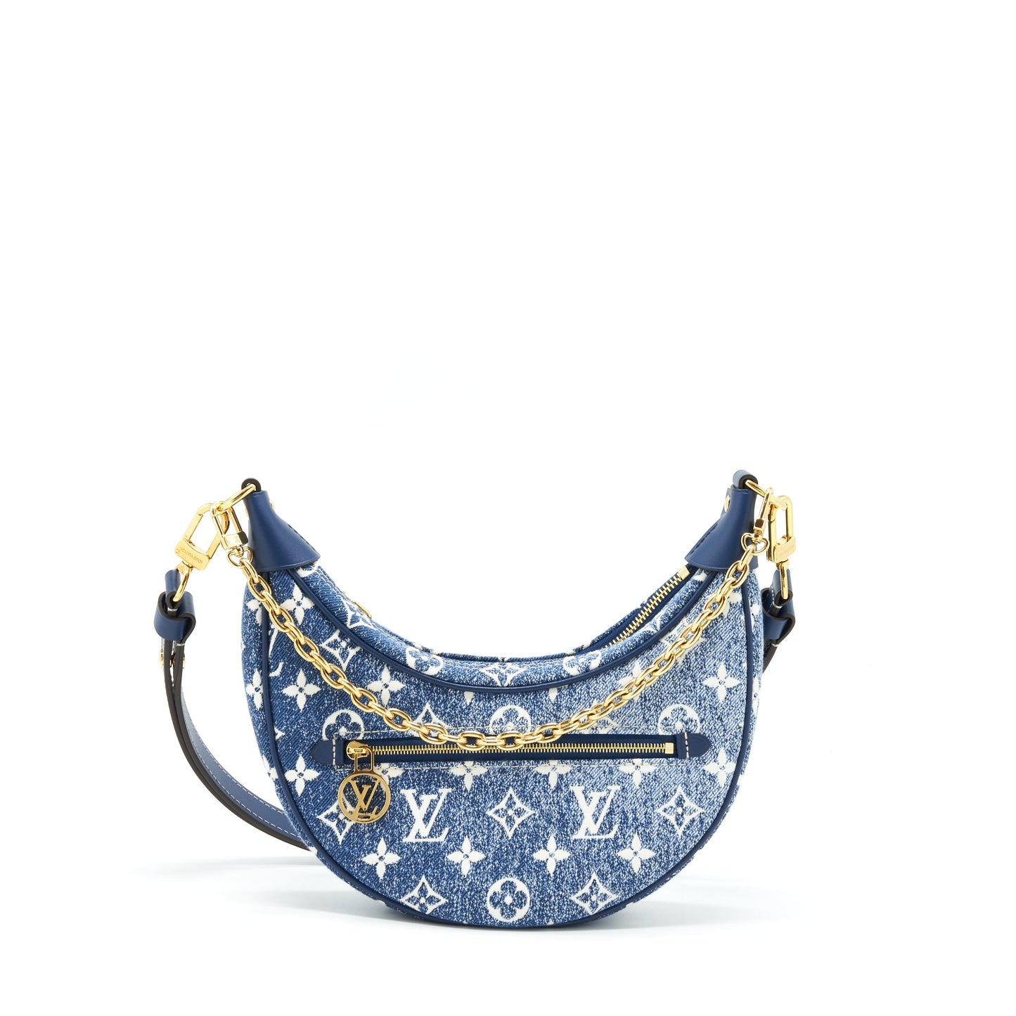 Louis Vuitton Half-Moon Loop Baguette Handbag Denim Blue