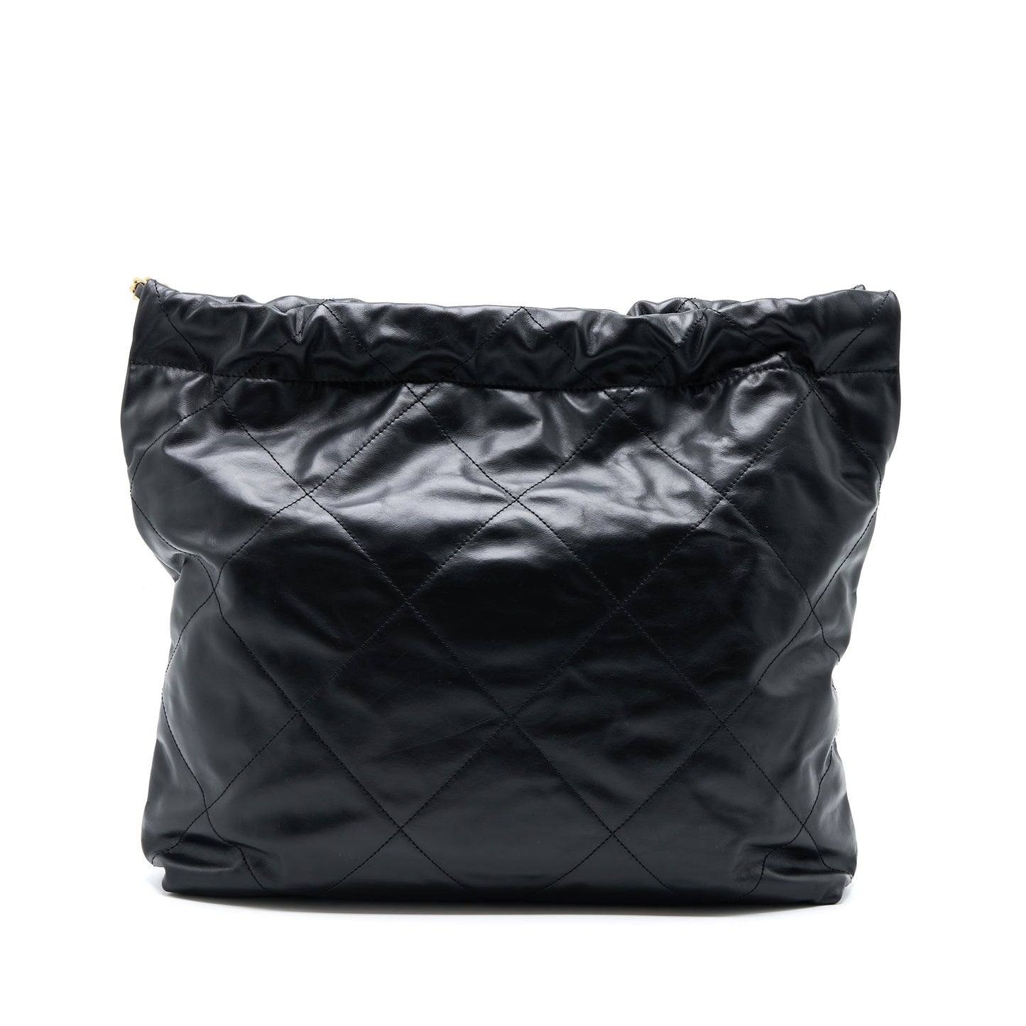 Chanel Medium 22 Bag White Letter Shiny Calfskin Black GHW (Microchip)