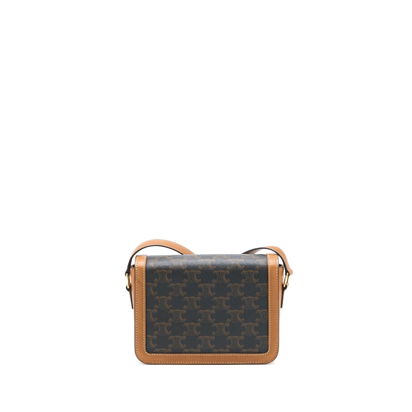 Celine Teen Triomphe Purse In Triomphe Canvas / Nature Calfskin