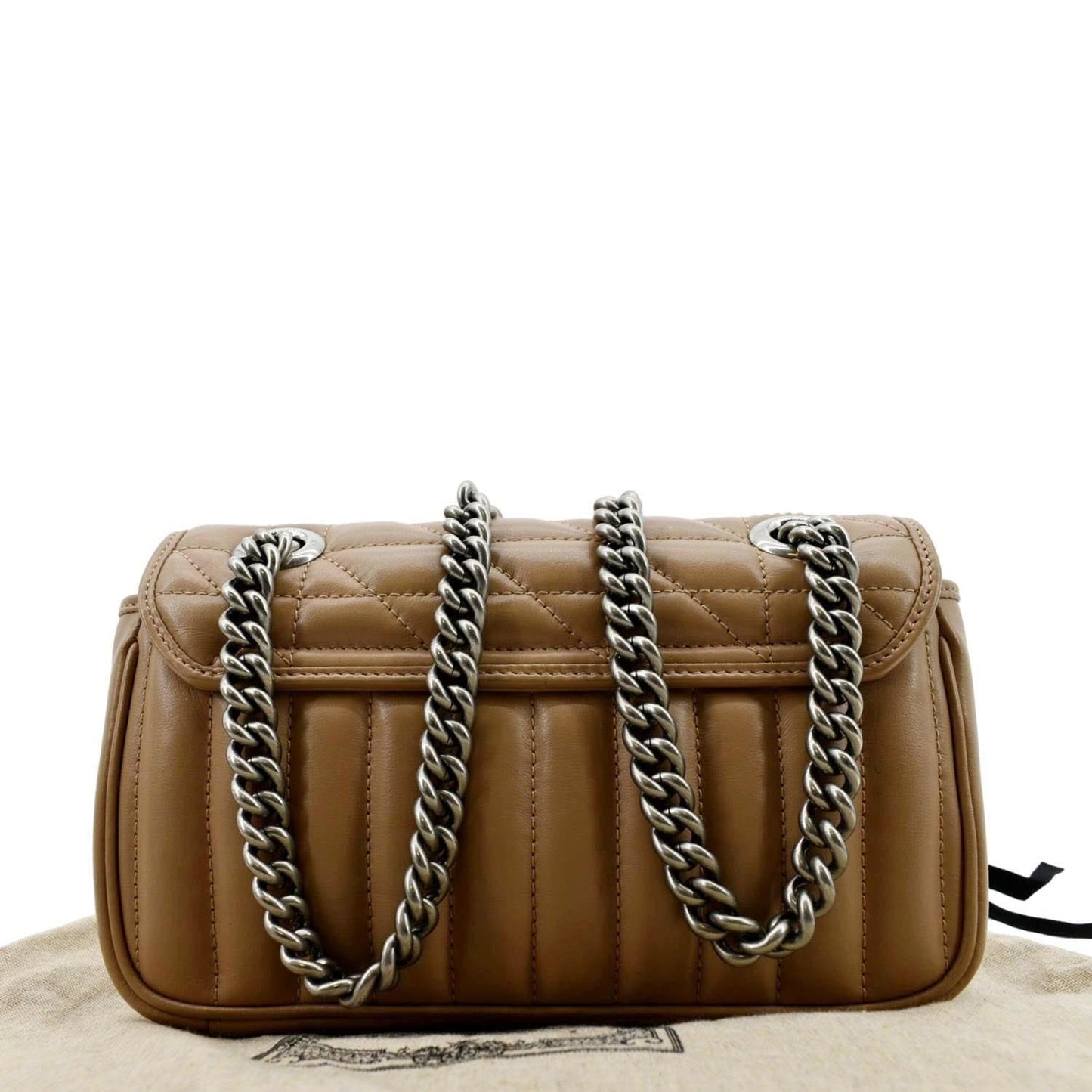GUCCI GG Marmont Mini Leather Shoulder Bag Beige 446744