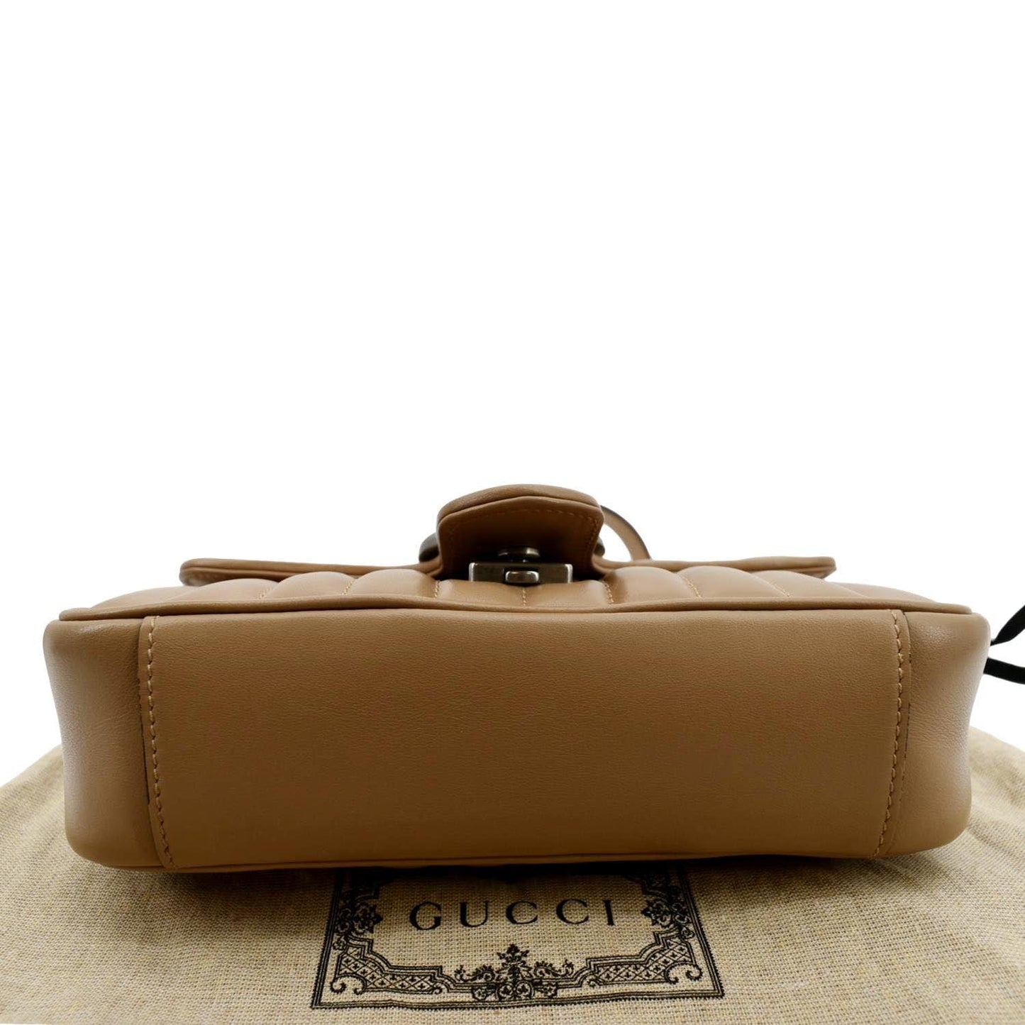 GUCCI GG Marmont Mini Leather Shoulder Bag Beige 446744