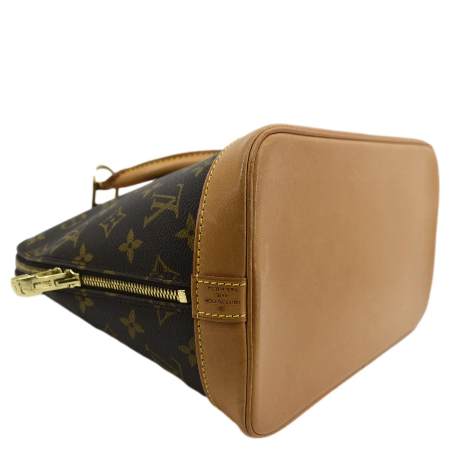 LOUIS VUITTON Alma PM Monogram Canvas Satchel Bag Brown