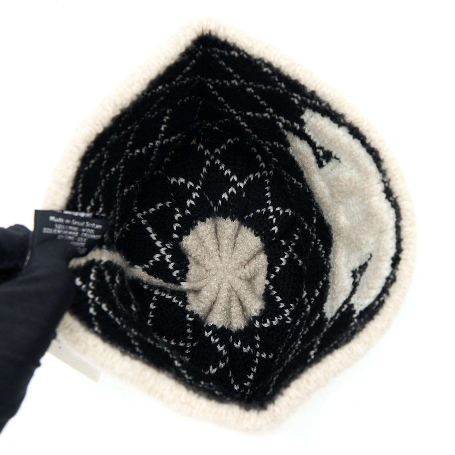 Chanel 22B Cashmere Hat Beige/Black/White