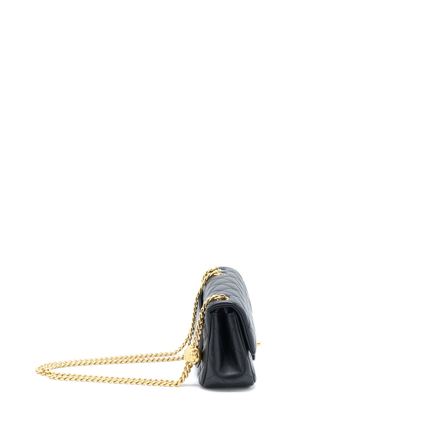 Chanel 23S Camellia Chain Mini Rectangular Lambskin Black Brushed GHW (Microchip)