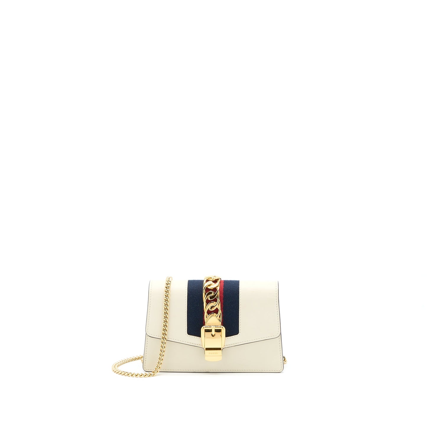 Gucci Sylvie Mini Chain Purse Calfskin White