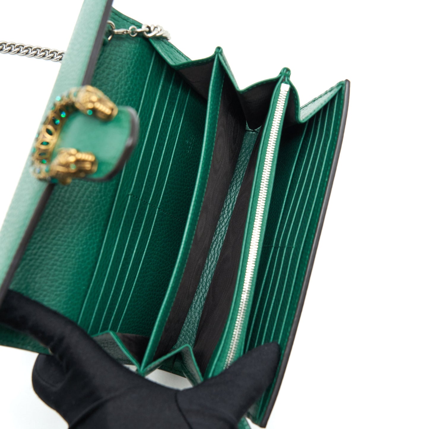 Gucci Dionysus Mini Chain Purse Green With Gold And Silver Hardware