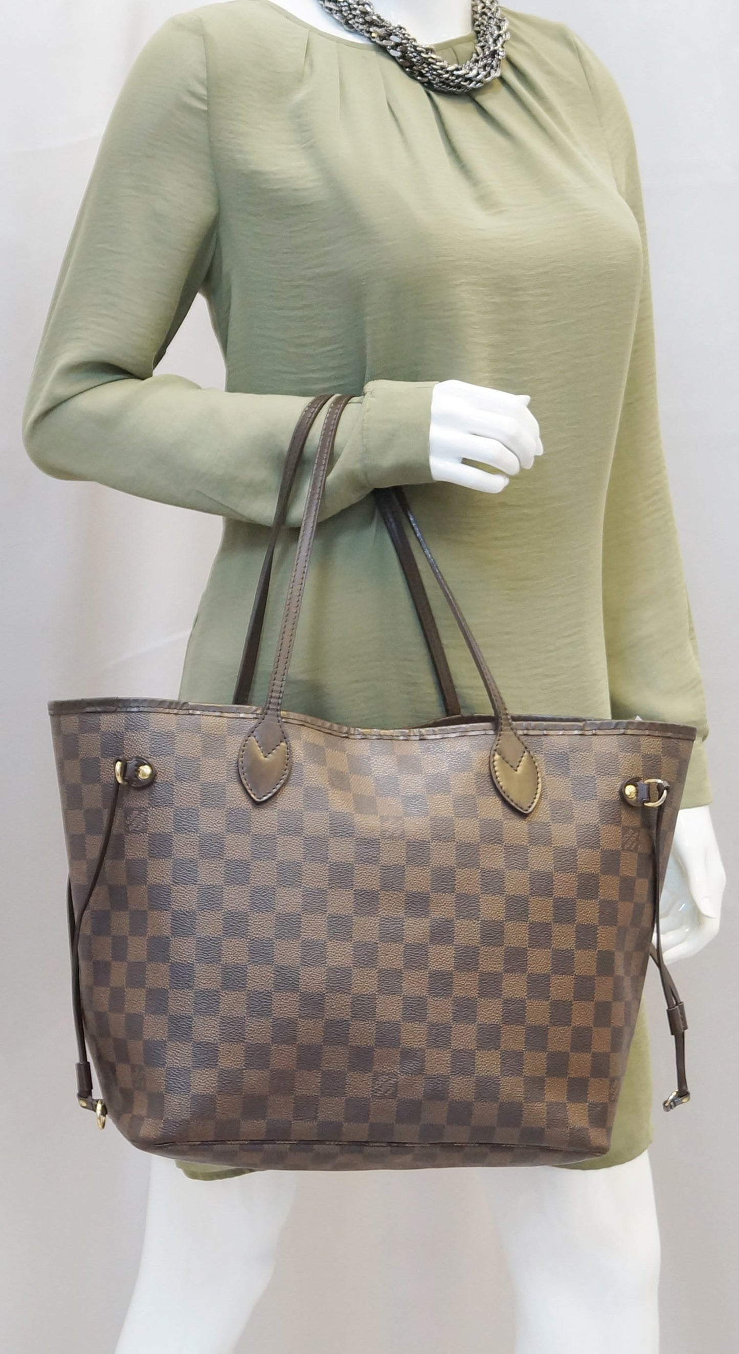LOUIS VUITTON Neverfull MM Damier Ebene  Tote Shoulder Bag