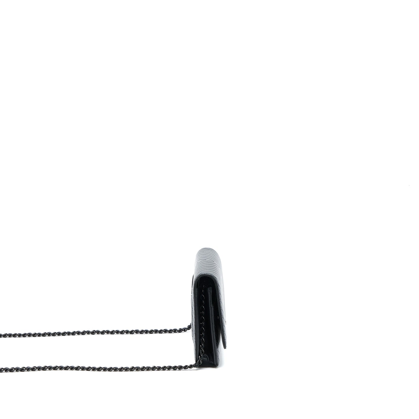 Chanel Chevron Wallet On Chain Black with Black Hardware