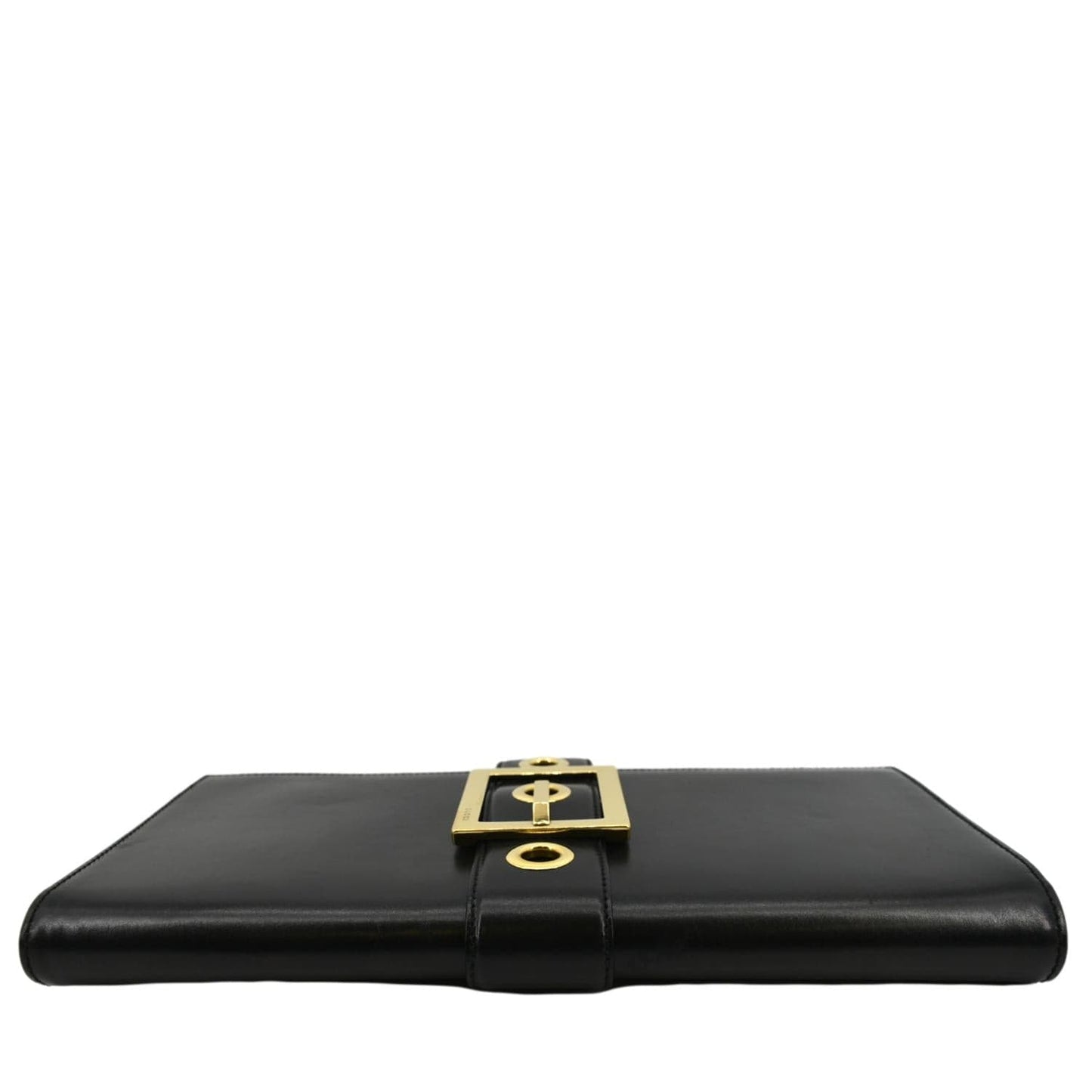 GUCCI Lady Buckle Leather Clutch Black 323653
