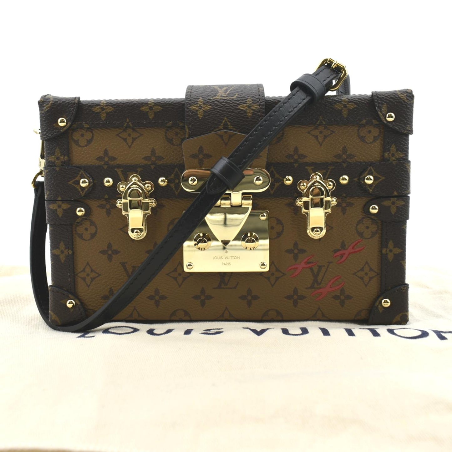 LOUIS VUITTON Petite Malle Monogram Reverse Canvas Shoulder Bag Brown