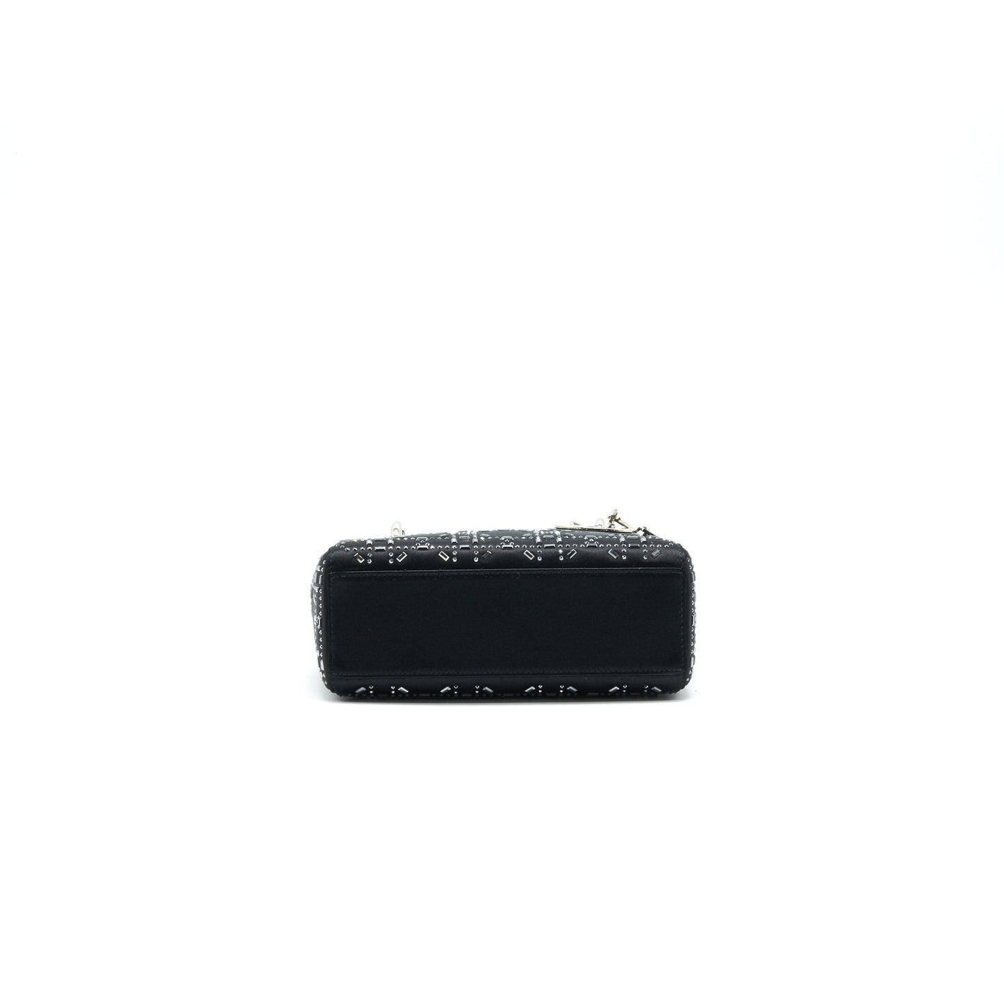 CHRISTIAN DIOR Satin Crystal Cannage Mini Lady Dior Black