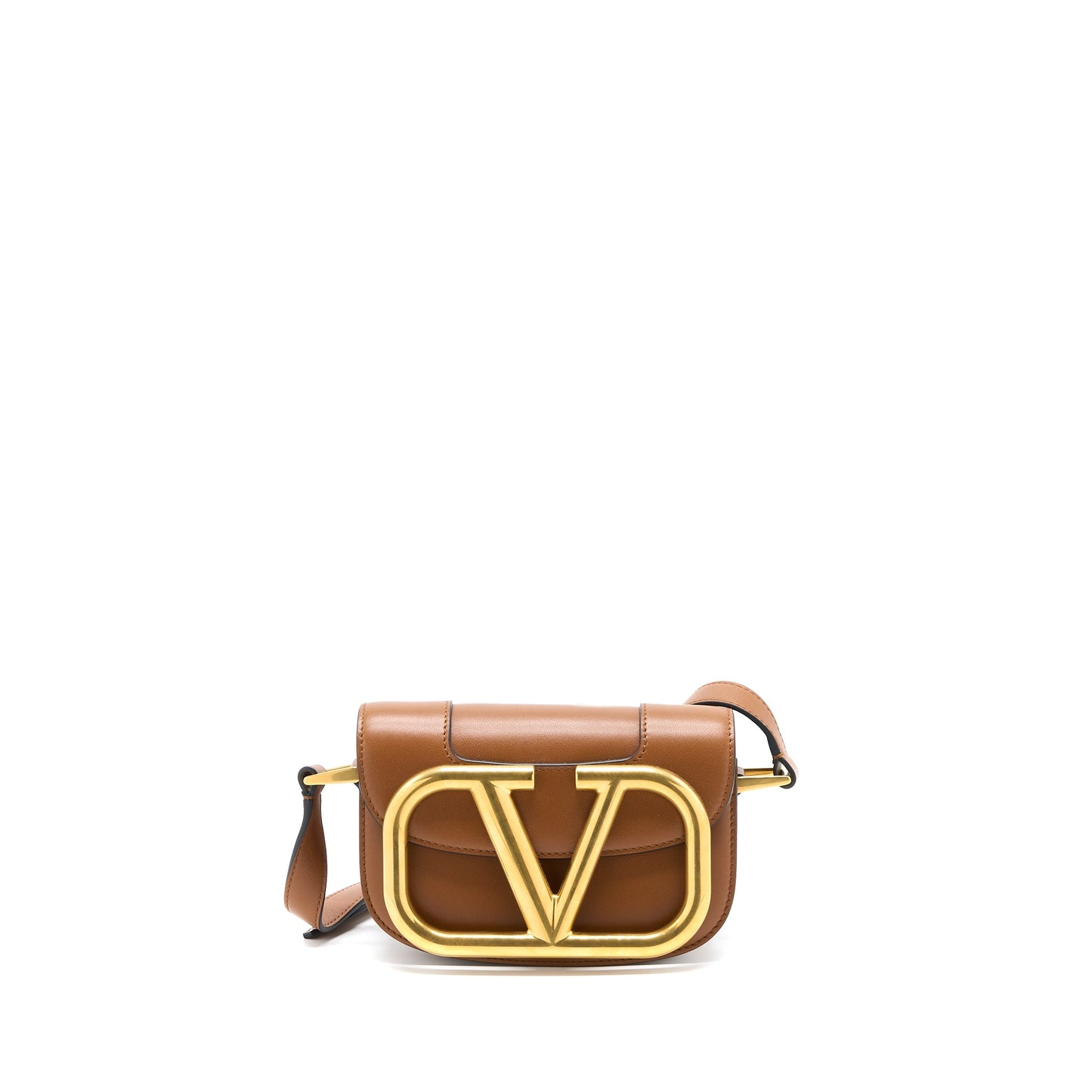 Valentino Small Supervee Crossbody Purse Calfskin Brown
