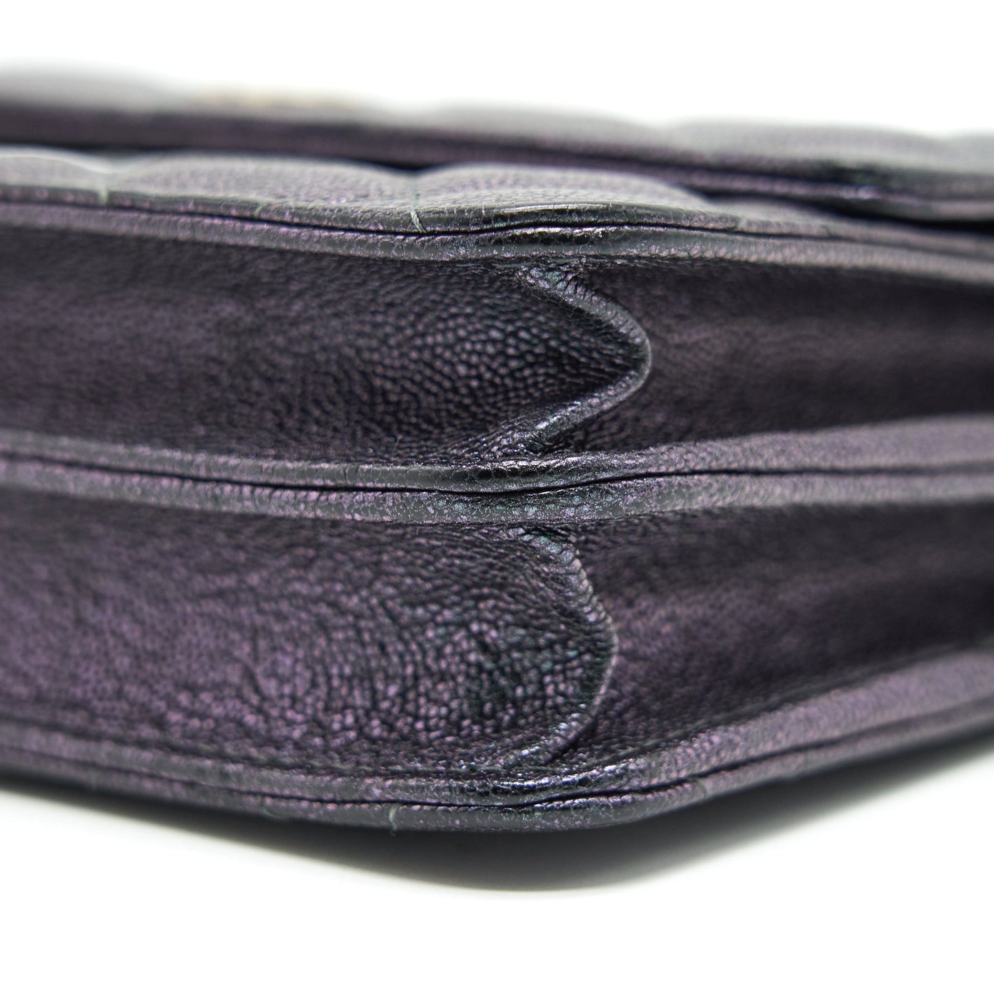 Chanel Classic Square Wallet on Chain Caviar Iridescent Purple LGHW