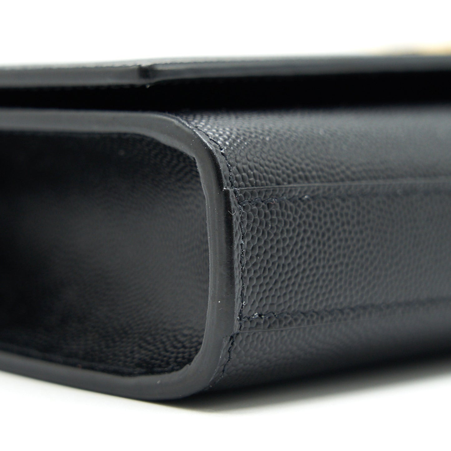SAINT LAUREN KATE CLUTCH IN GRAIN DE POUDRE EMBOSSED LEATHER BLACK GHW