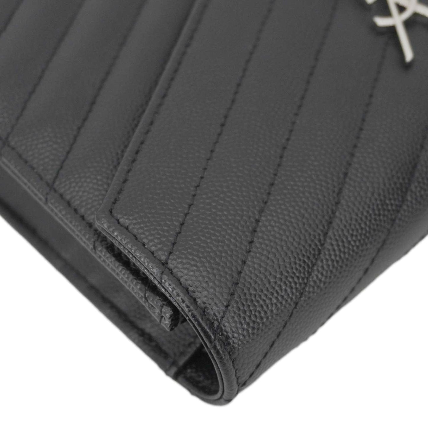 YVES SAINT LAURENT Cassandre Leather Wallet On Chain Crossbody Bag Black