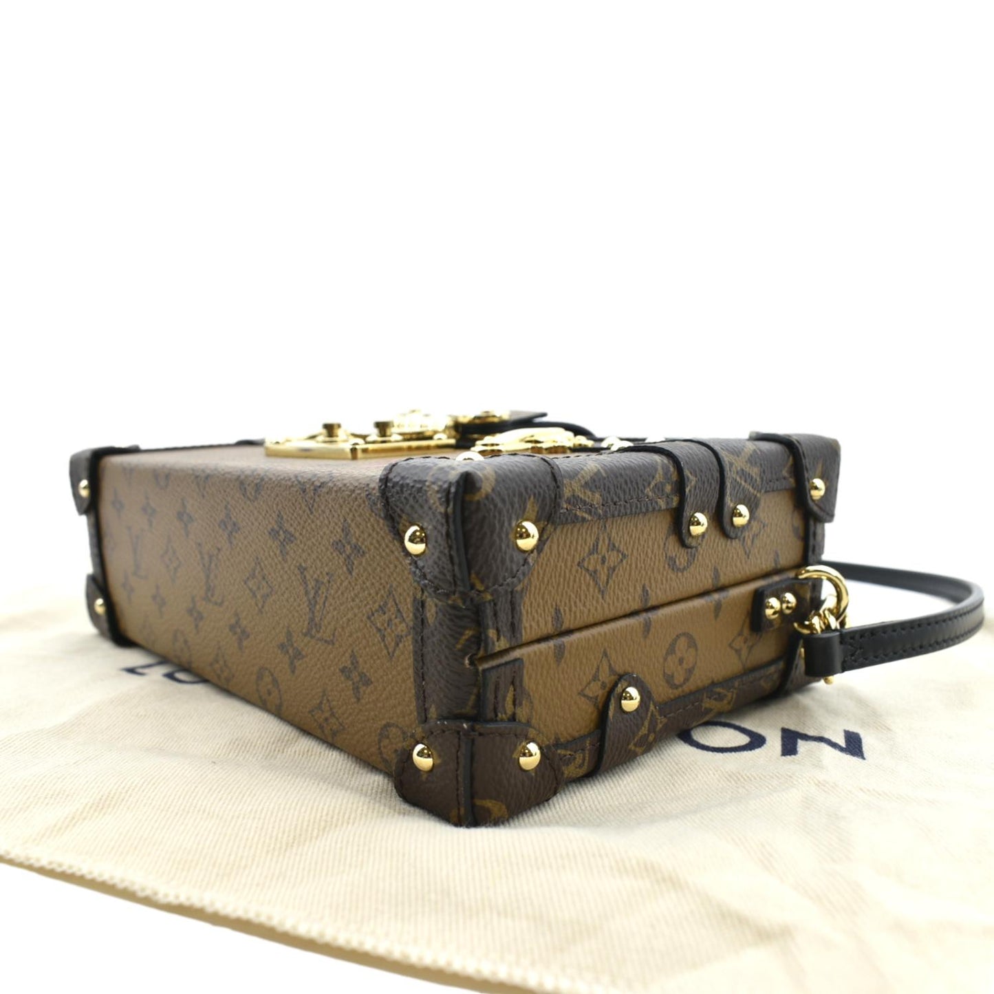 LOUIS VUITTON Petite Malle Monogram Reverse Canvas Shoulder Bag Brown