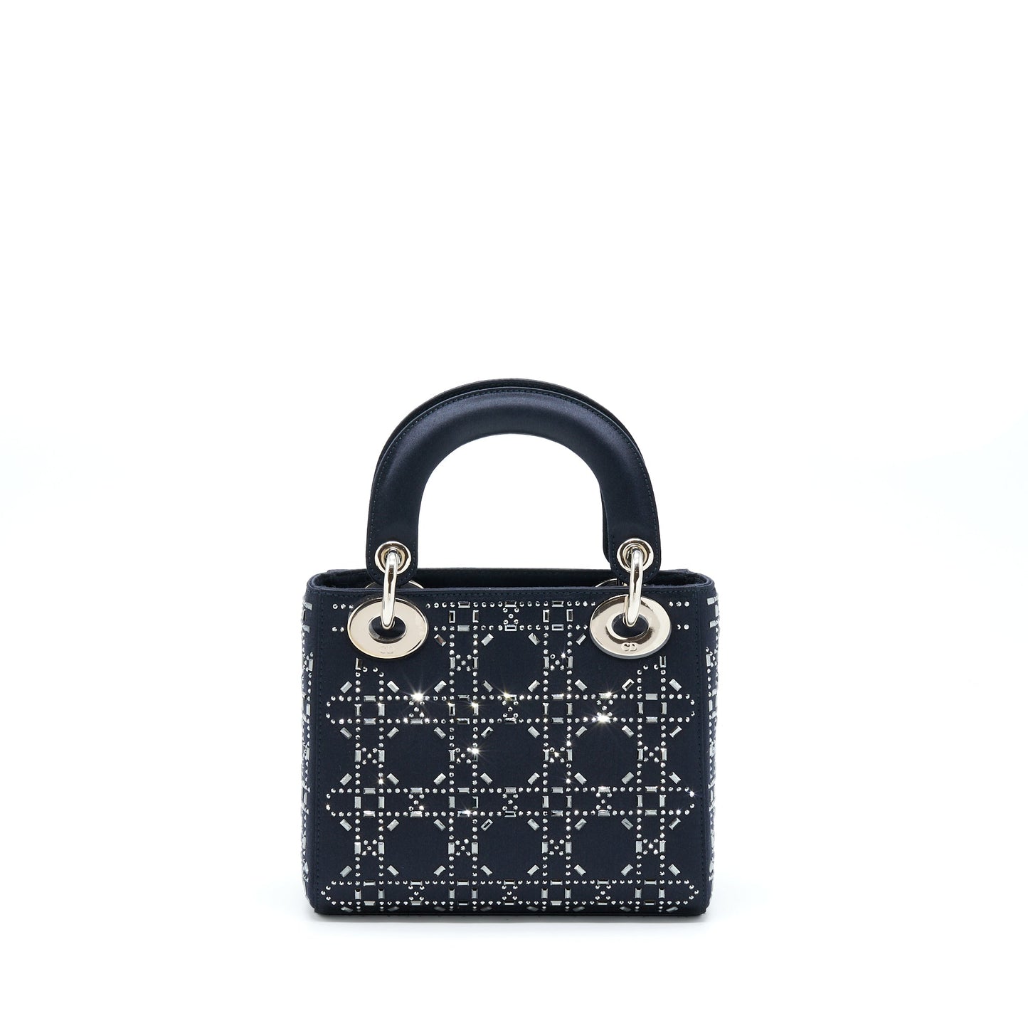Dior Mini Lady Dior Satin Crystal Cannage Dark Blue