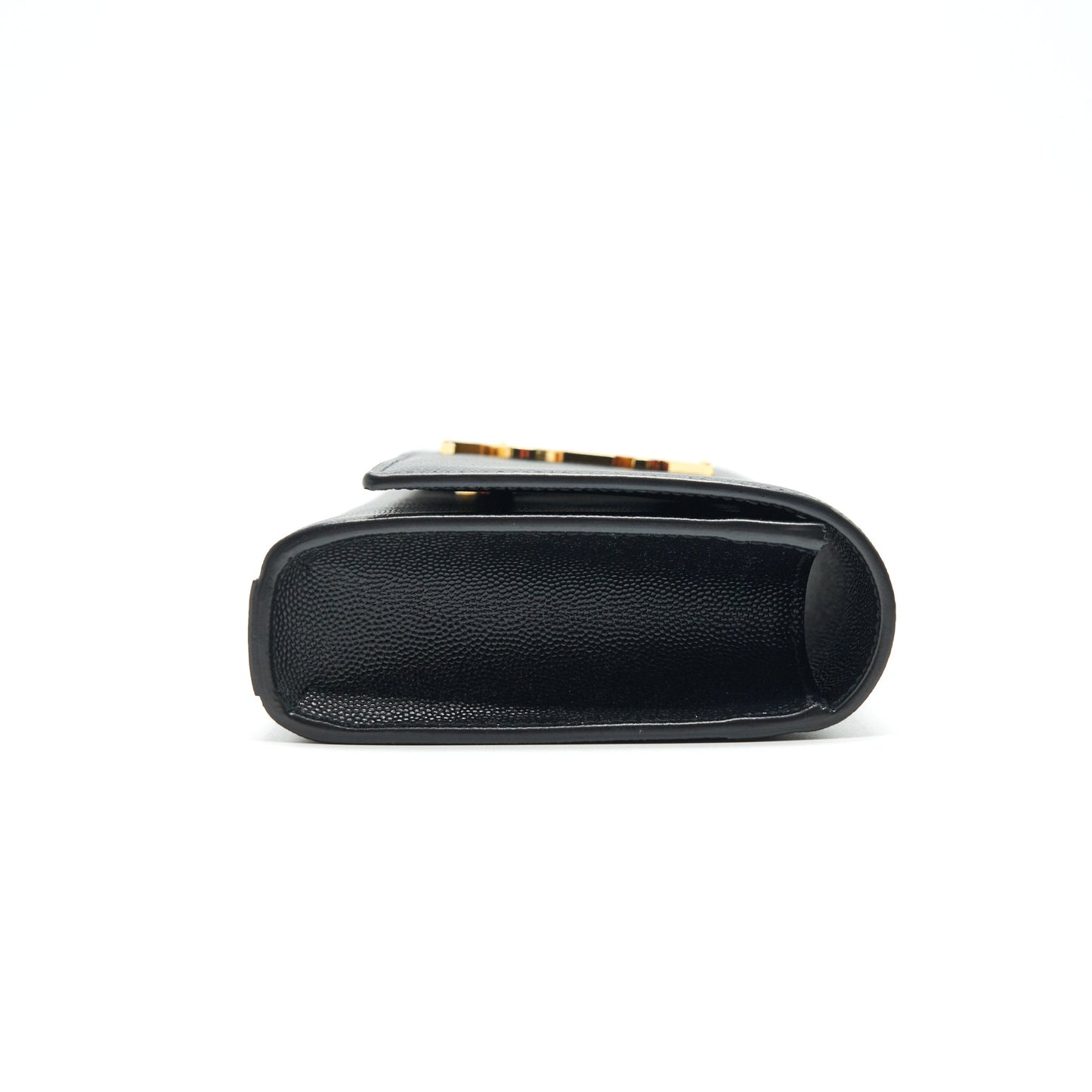 SAINT LAUREN KATE CLUTCH IN GRAIN DE POUDRE EMBOSSED LEATHER BLACK GHW