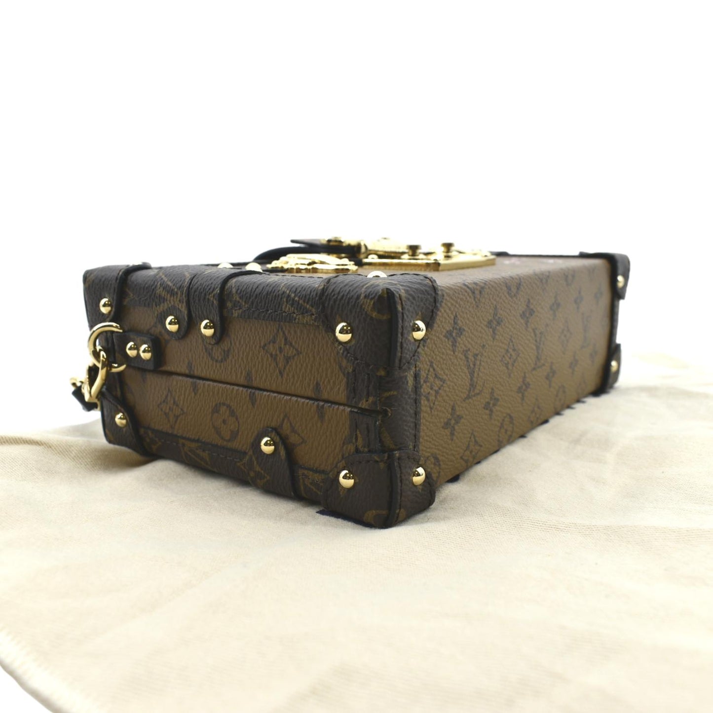 LOUIS VUITTON Petite Malle Monogram Reverse Canvas Shoulder Bag Brown