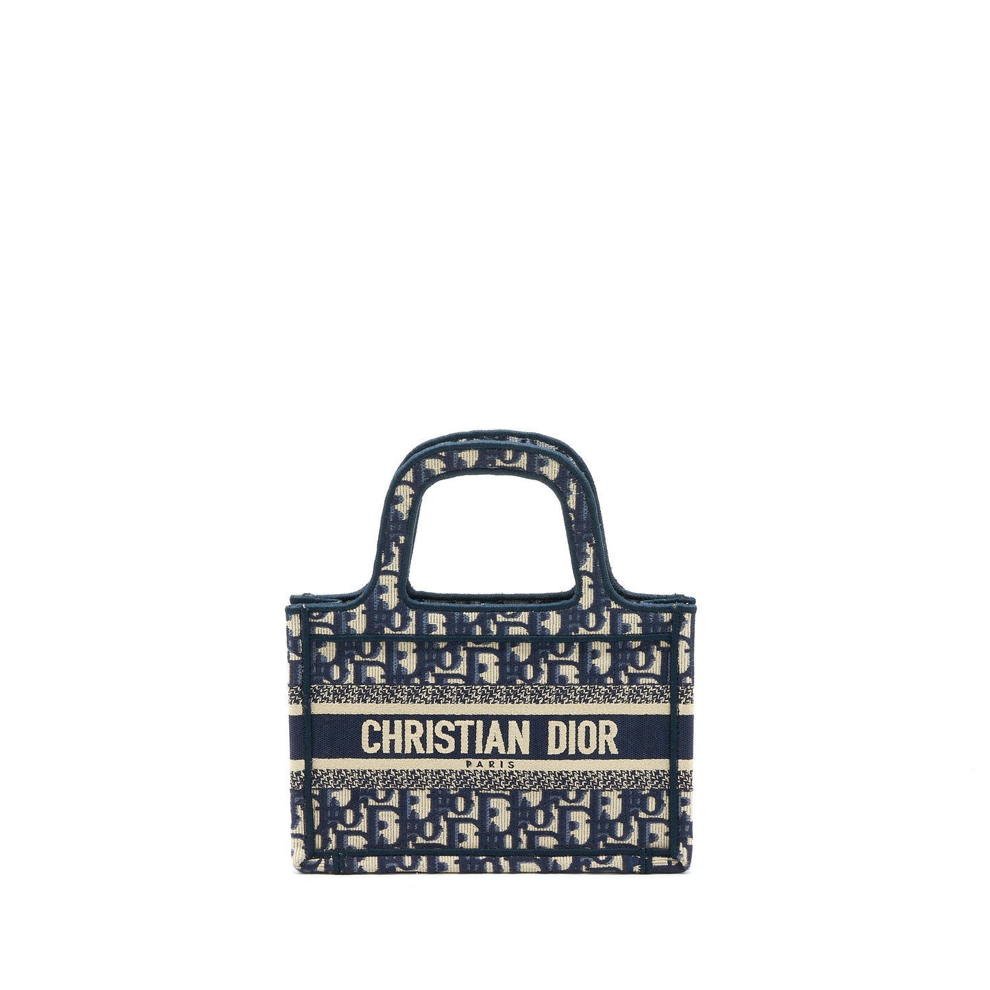 Dior Mini Book Tote Blue Oblique Embroidery