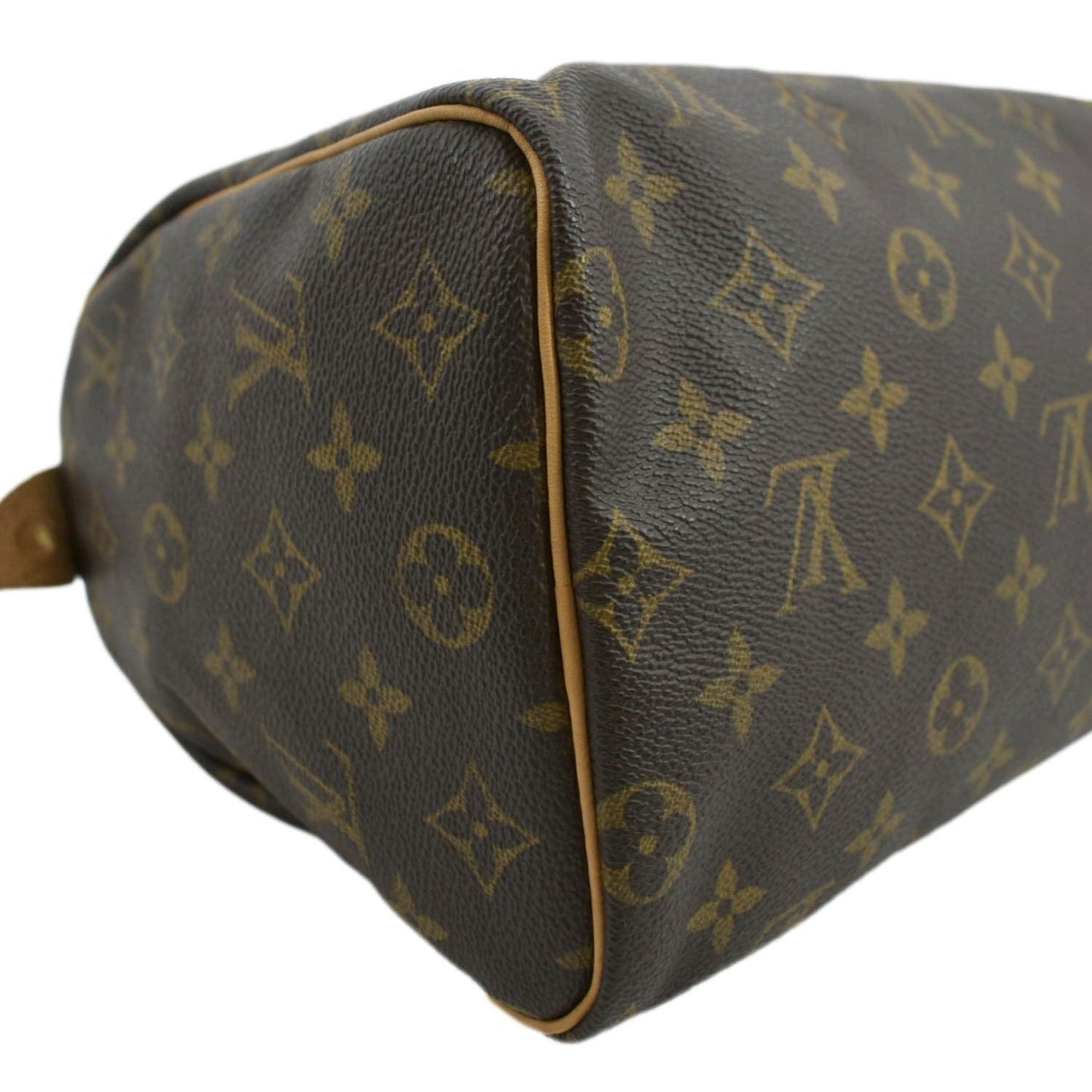 LOUIS VUITTON Speedy 25 Monogram Canvas Satchel Bag Brown