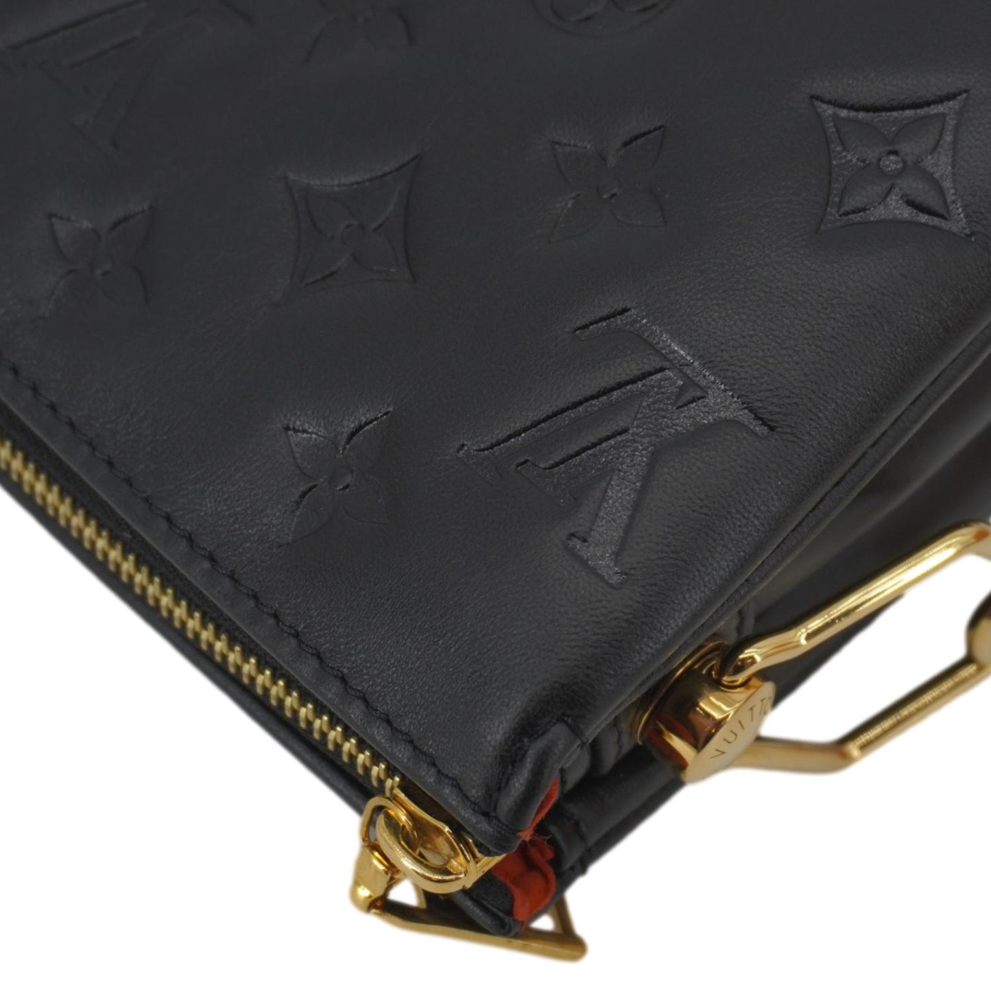 LOUIS VUITTON Coussin BB Monogram Embossed Leather Shoulder Bag Black