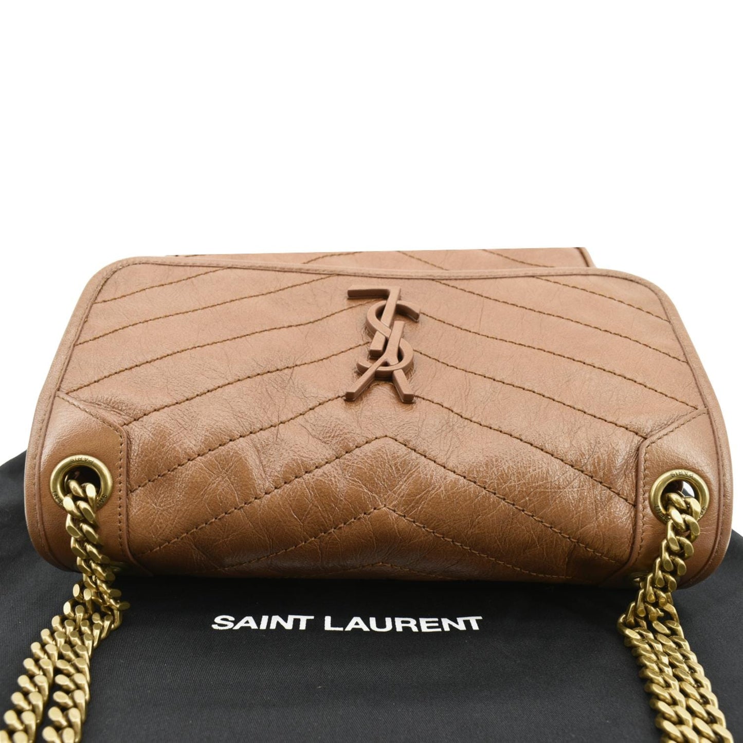 YVES SAINT LAURENT Niki Medium Leather Crossbody Bag Dark Brown