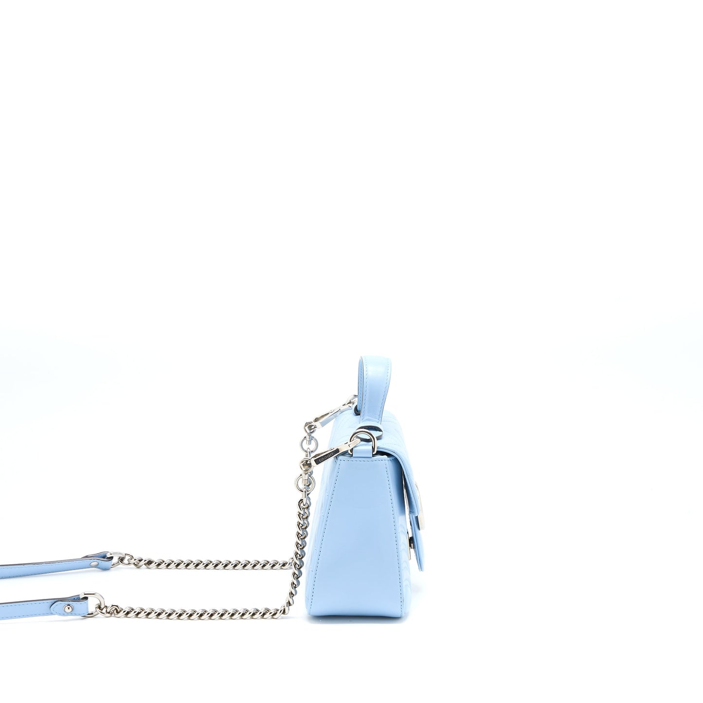Gucci Marmont Mini Top Handle Purse Calfskin Light Blue