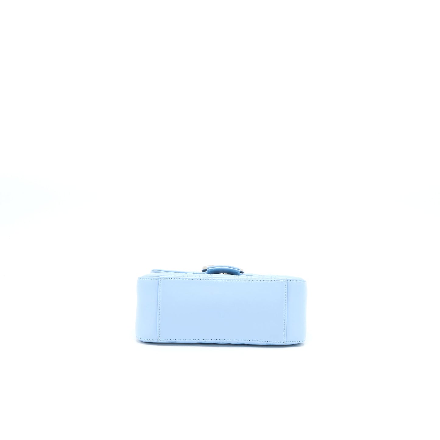 Gucci Marmont Mini Top Handle Purse Calfskin Light Blue