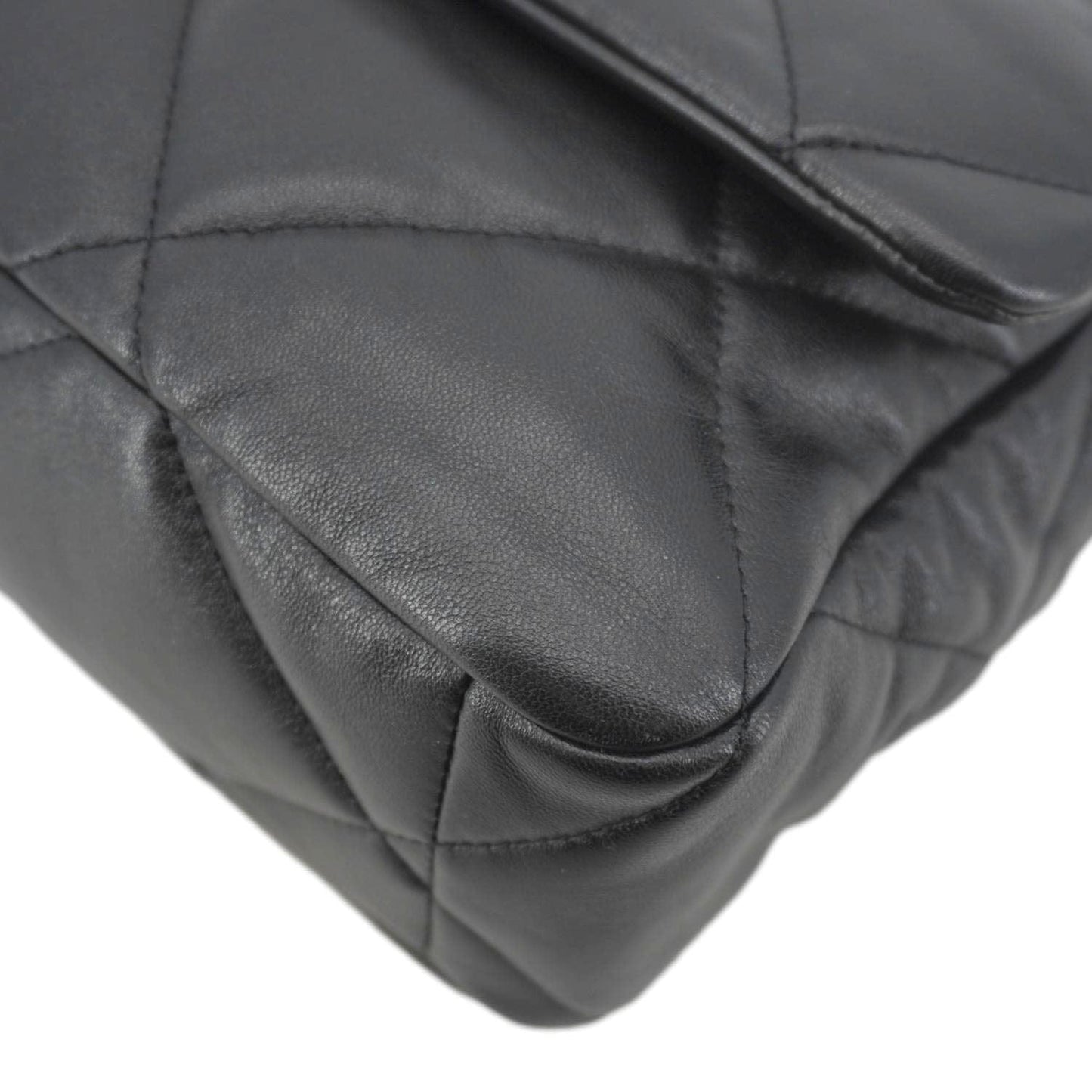 CHANEL 19 Flap Large Lambskin Leather Shoulder Bag Black