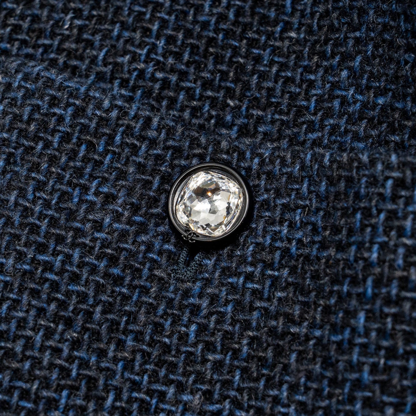 Chanel Size 36 21B Crystal Button Jacket Wool/Polyamide Navy Blue
