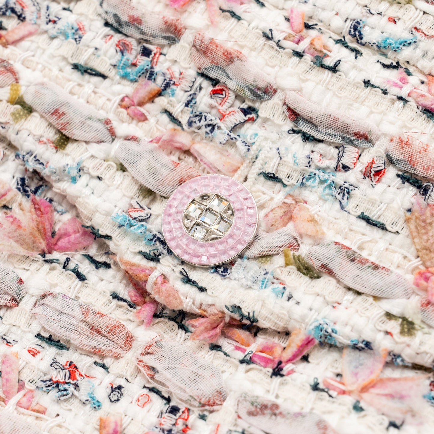 Chanel Size 38 23C Tweed Jacket Ecru/Pink/Blue/Green