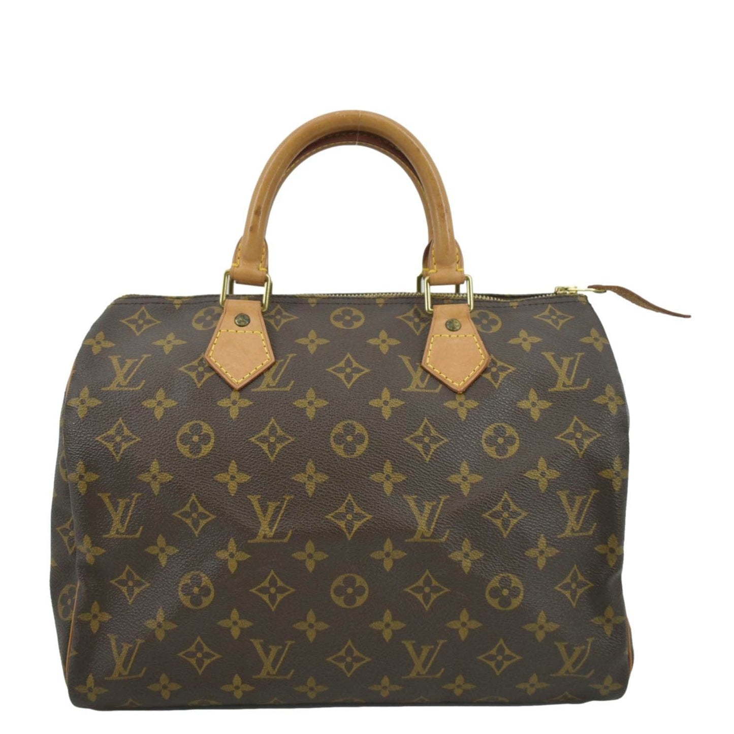 LOUIS VUITTON Speedy 30 Monogram Canvas Satchel Bag Brown