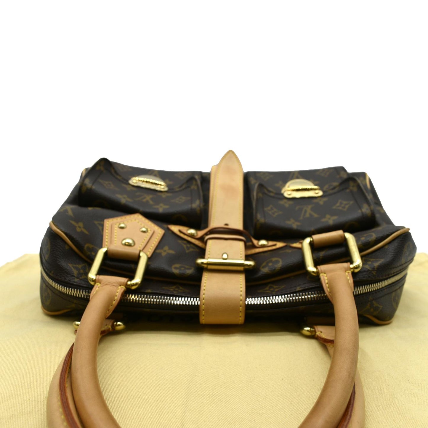LOUIS VUITTON Manhattan GM Monogram Canvas Satchel Bag Brown