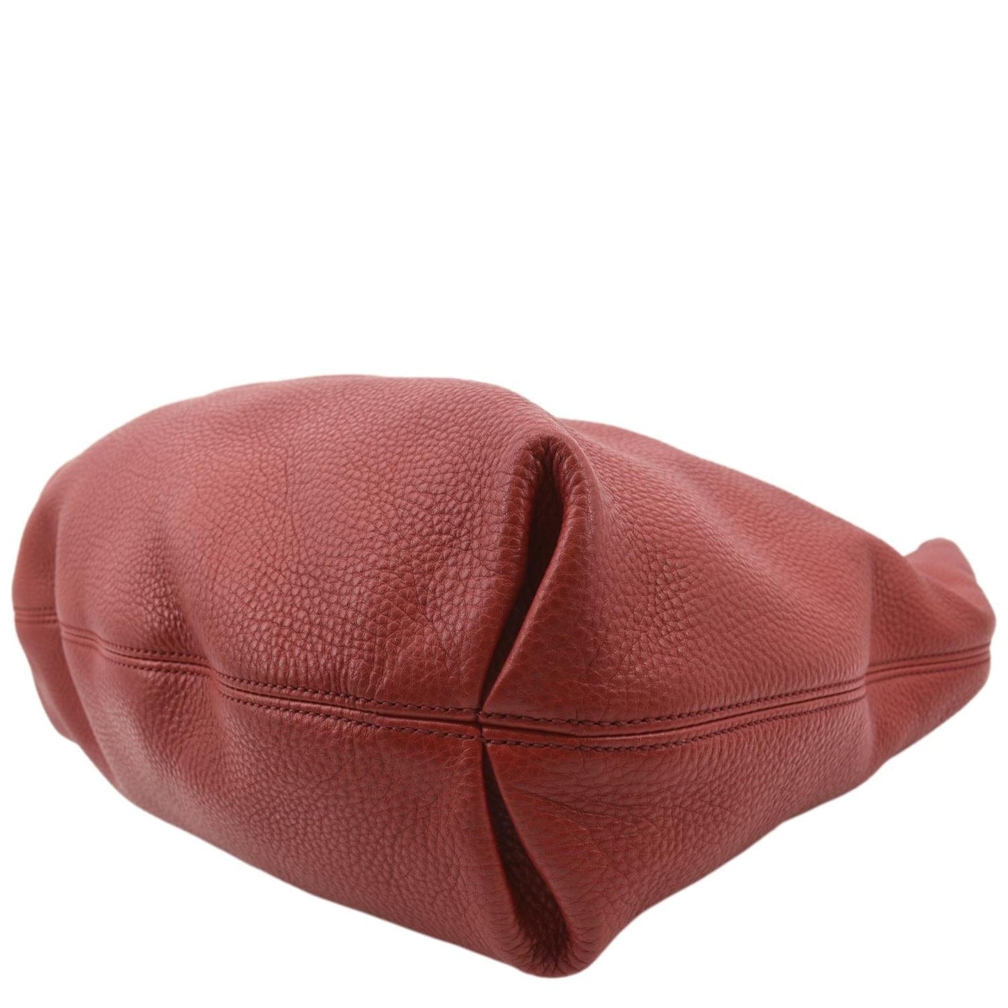 GUCCI Soho Pebbled Leather Hobo Shoulder Bag Red 282304