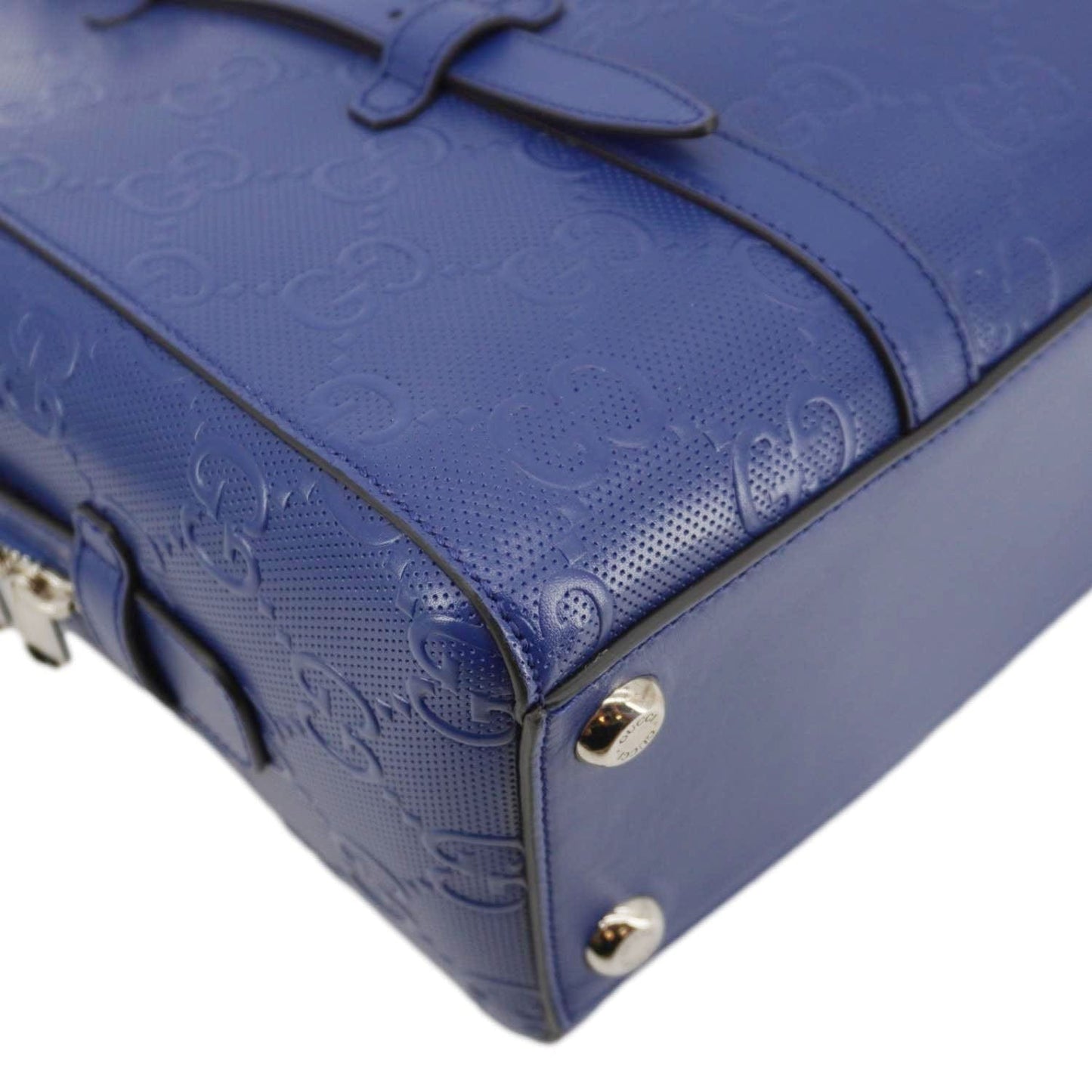 GUCCI Autre Marque GG Embossed Leather Tote Bag Blue 625774