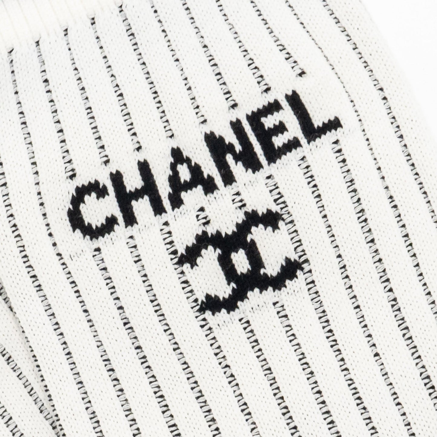 Chanel 24c CC Logo Gaiters Leg Warmers Cotton White