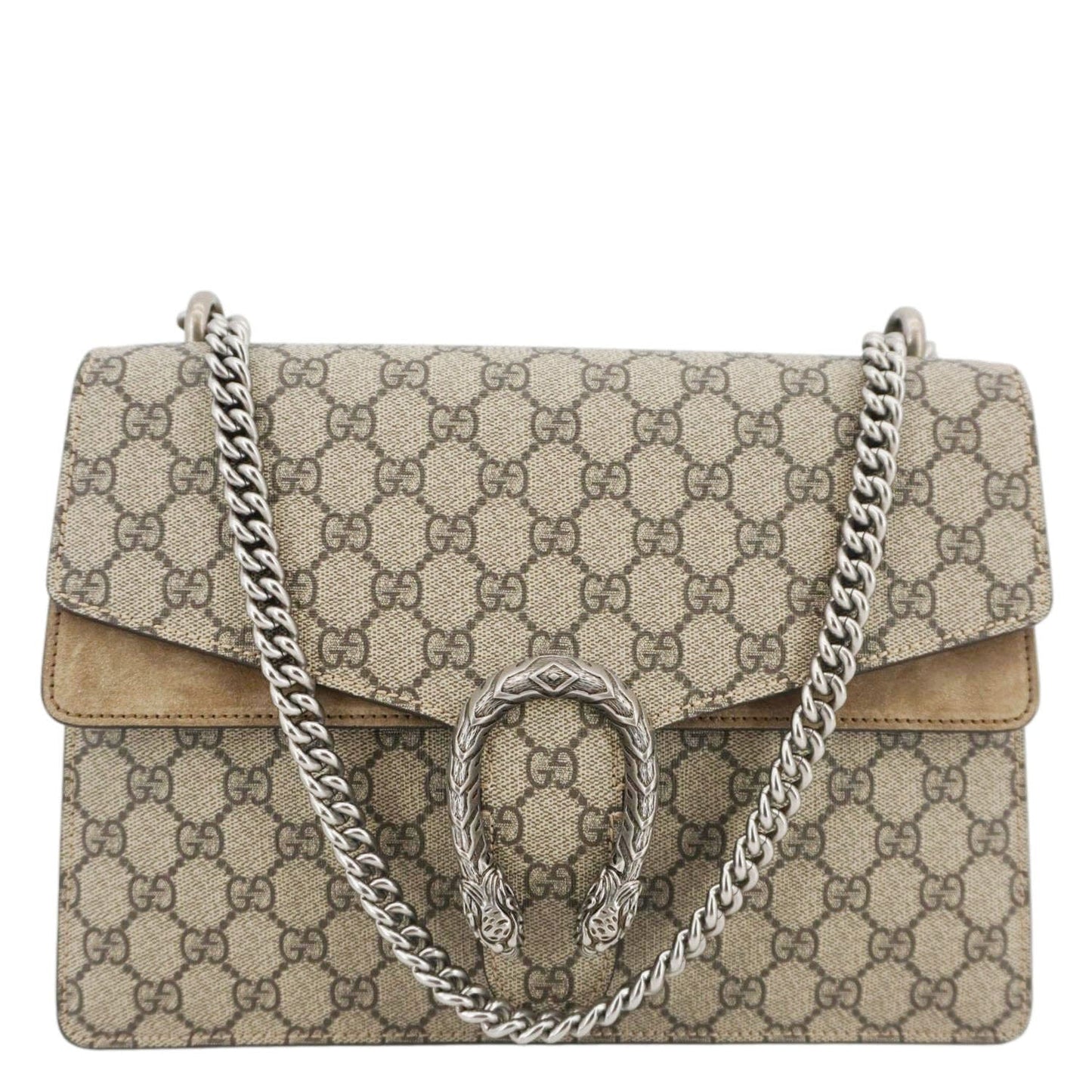 GUCCI Dionysus Medium GG Supreme Monogram Shoulder Bag Beige 403348