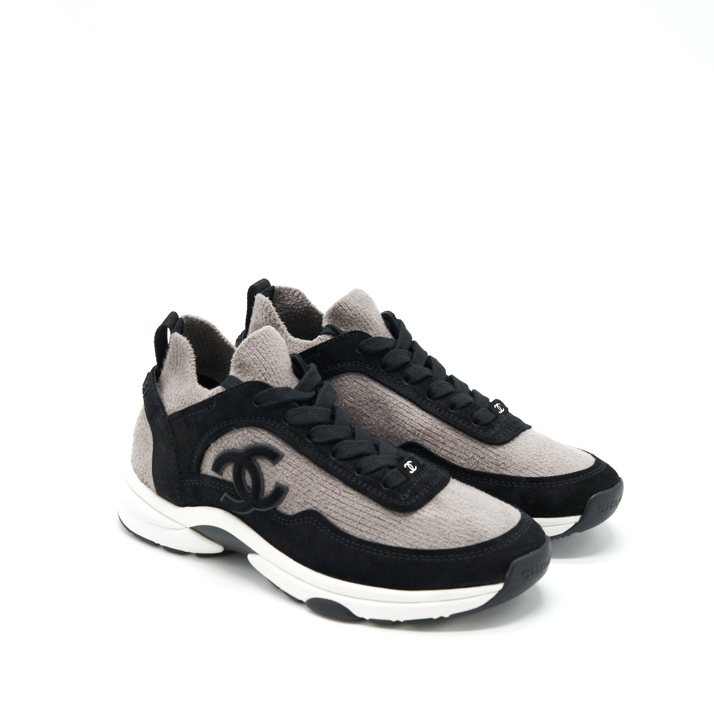 Chanel Size 37 Womenâs Sneakers Grey/ Black