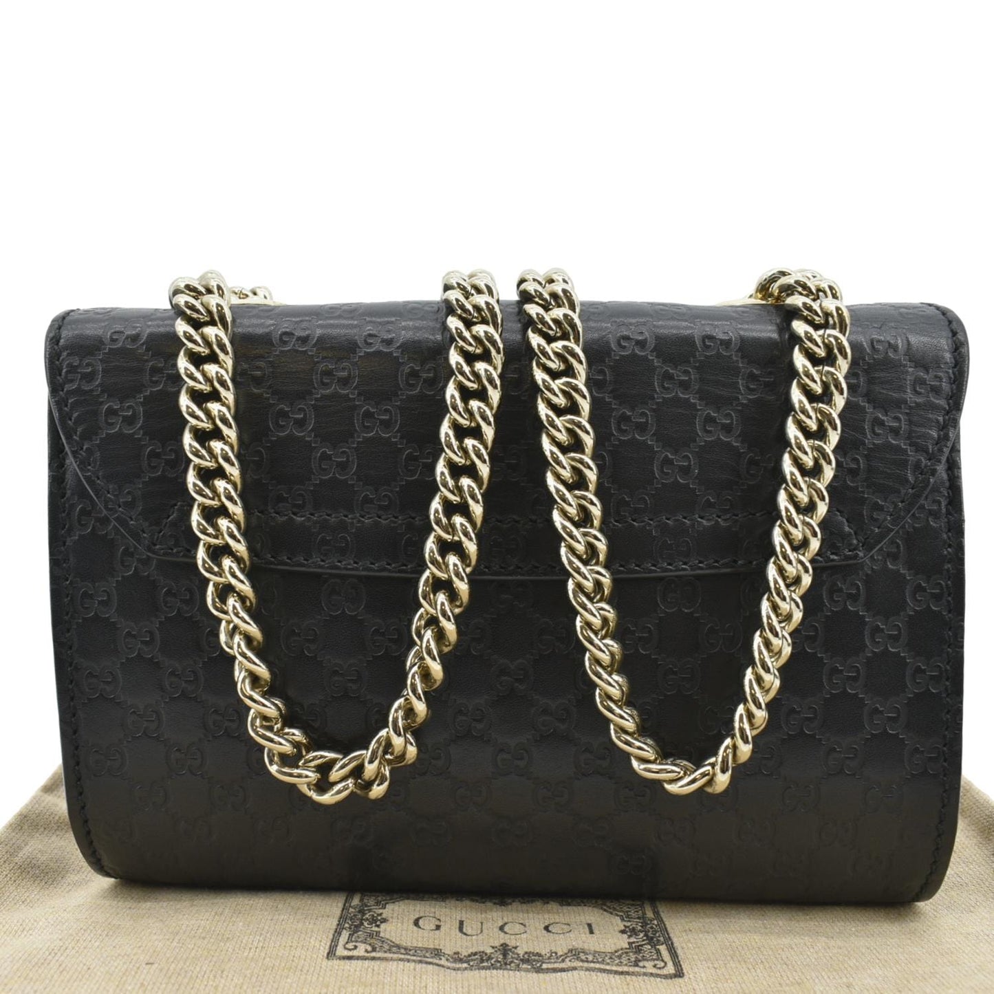 GUCCI Emily Mini Micro GG Leather Shoulder Bag Black 449636