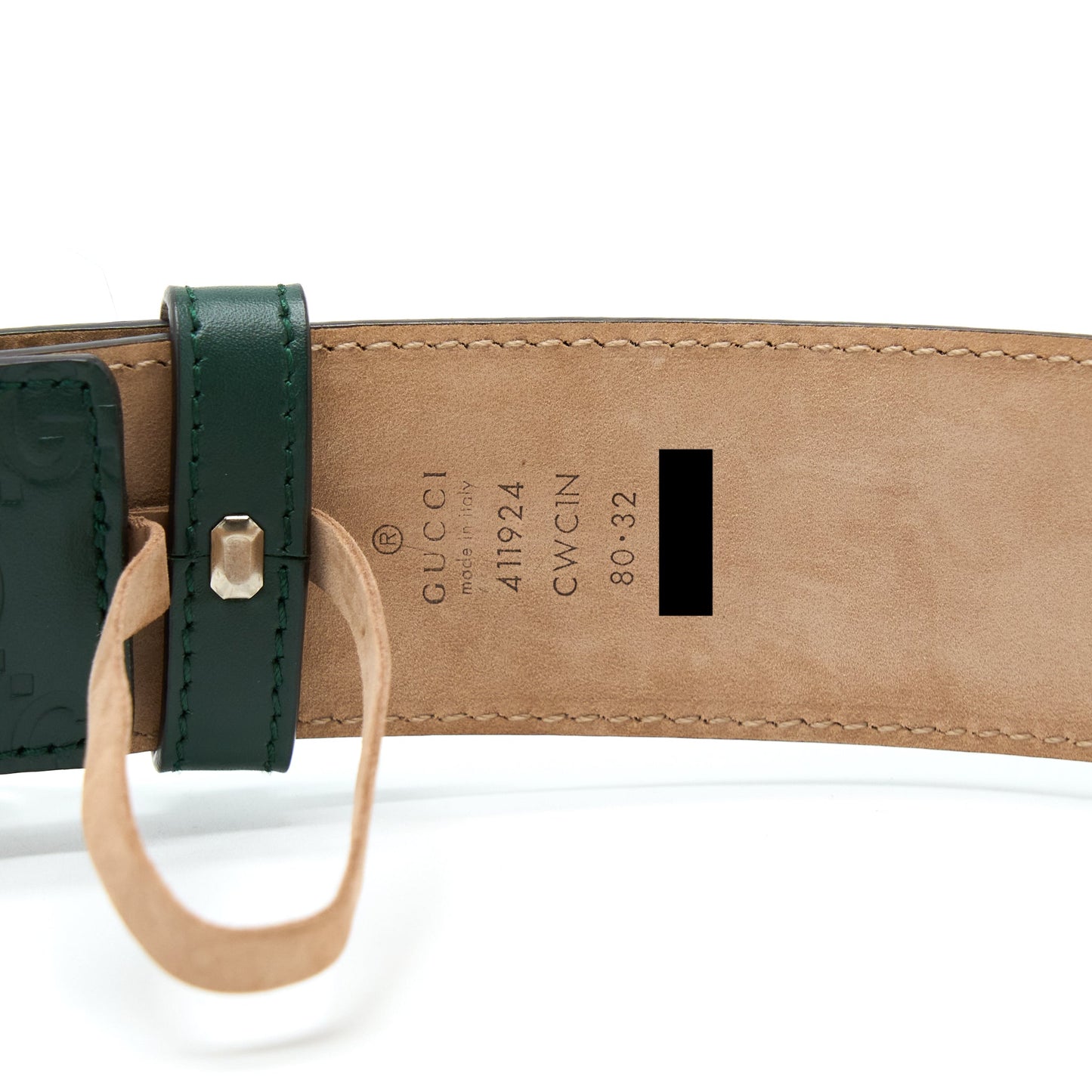 Gucci Size 80 Buckle Leather Belt Green