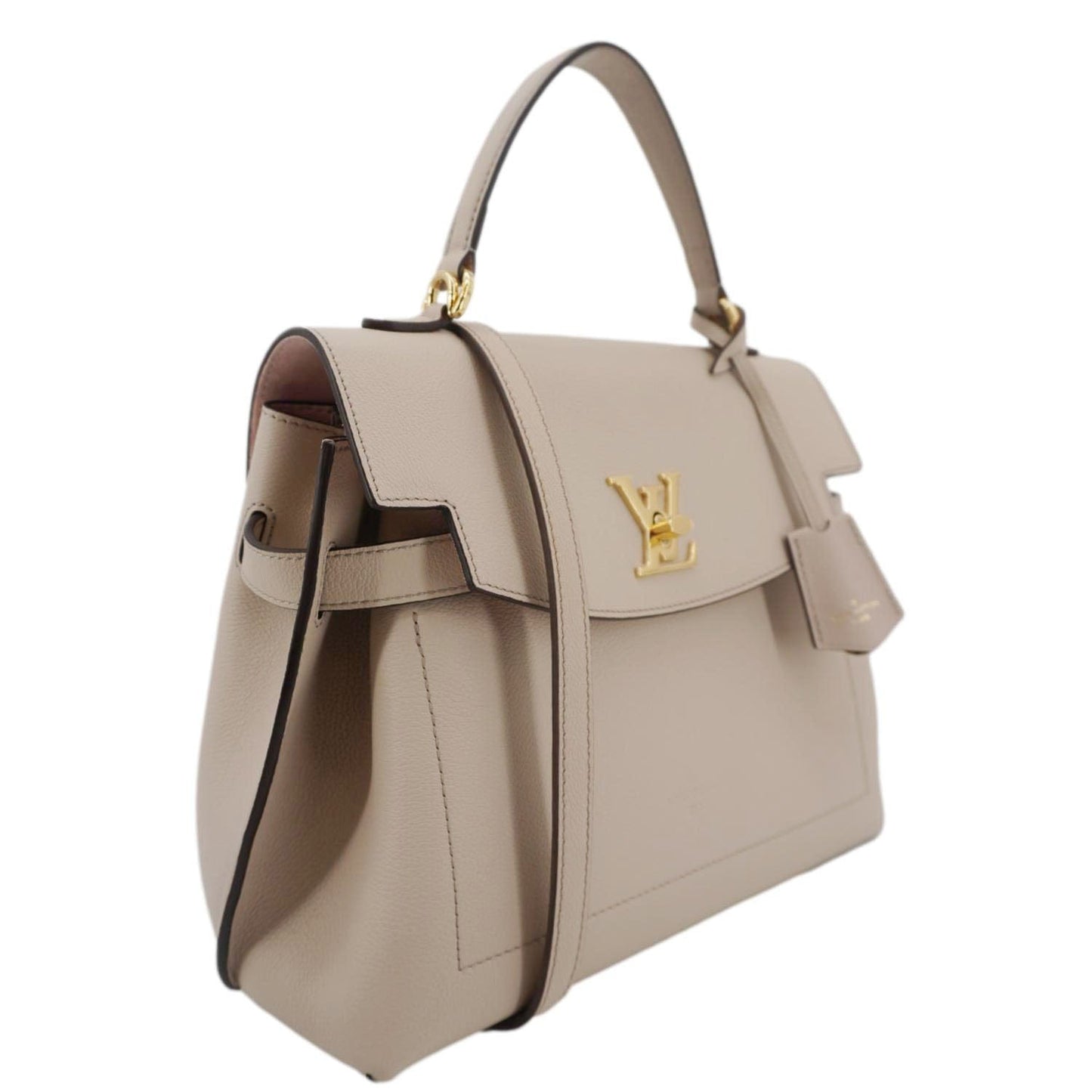 LOUIS VUITTON Lockme Ever MM Leather Shoulder Bag Greige