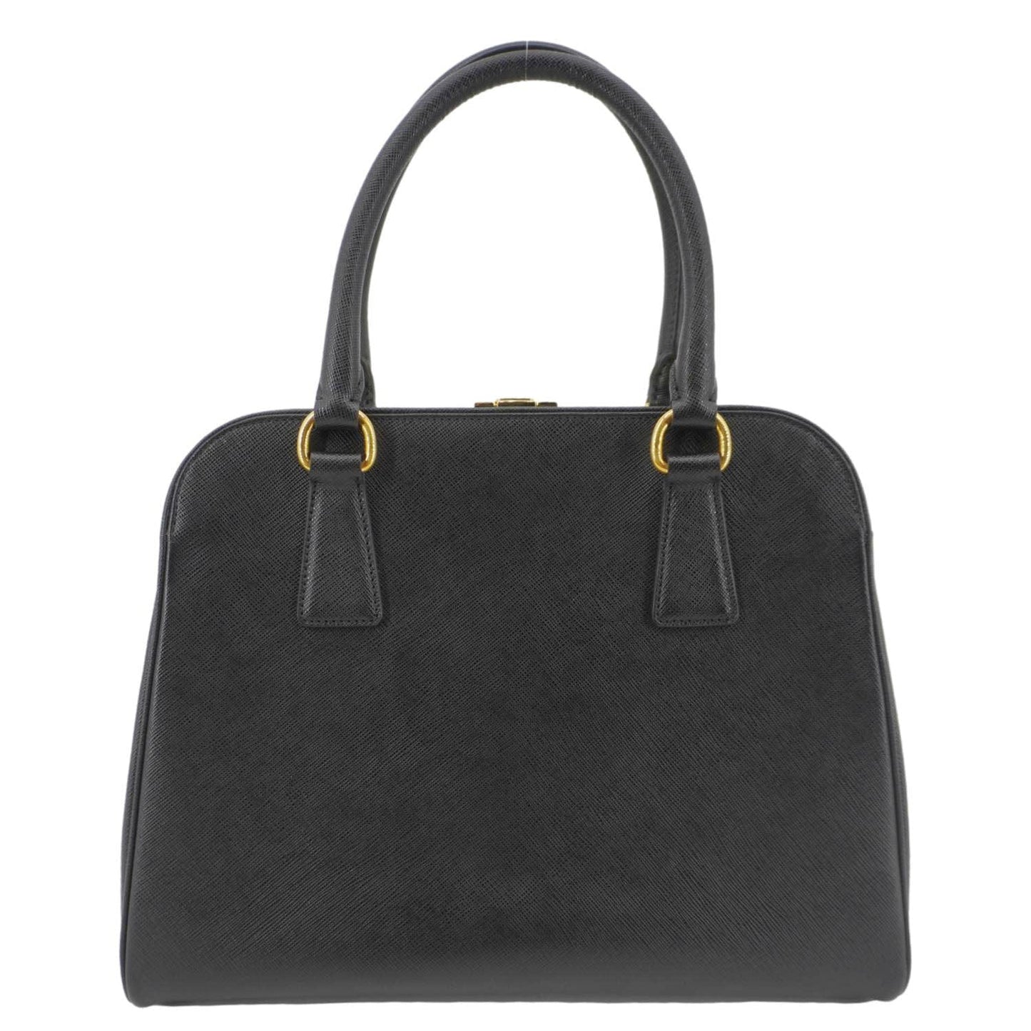 PRADA Frame Saffiano Leather Top Handle Bag Black