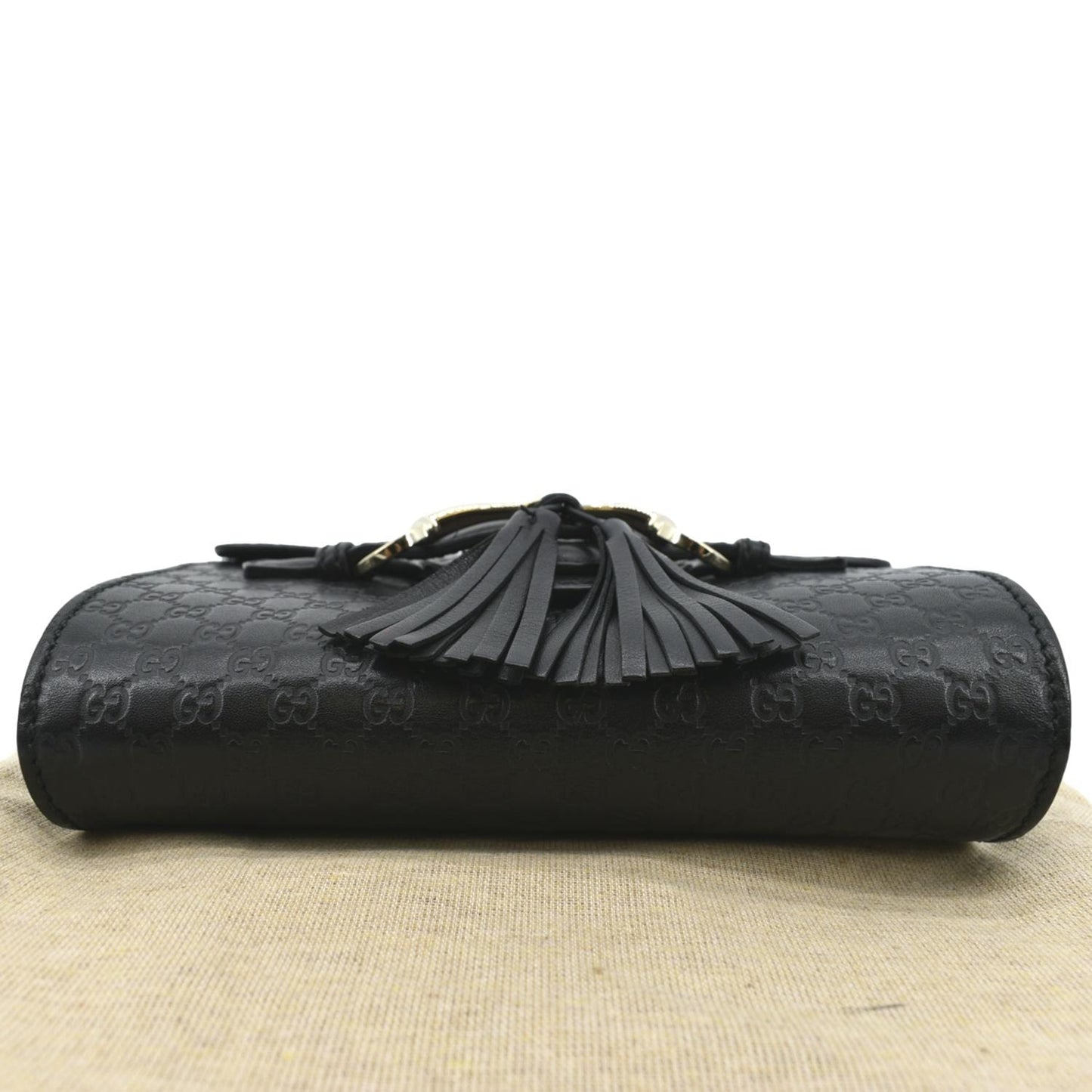 GUCCI Emily Mini Micro GG Leather Shoulder Bag Black 449636