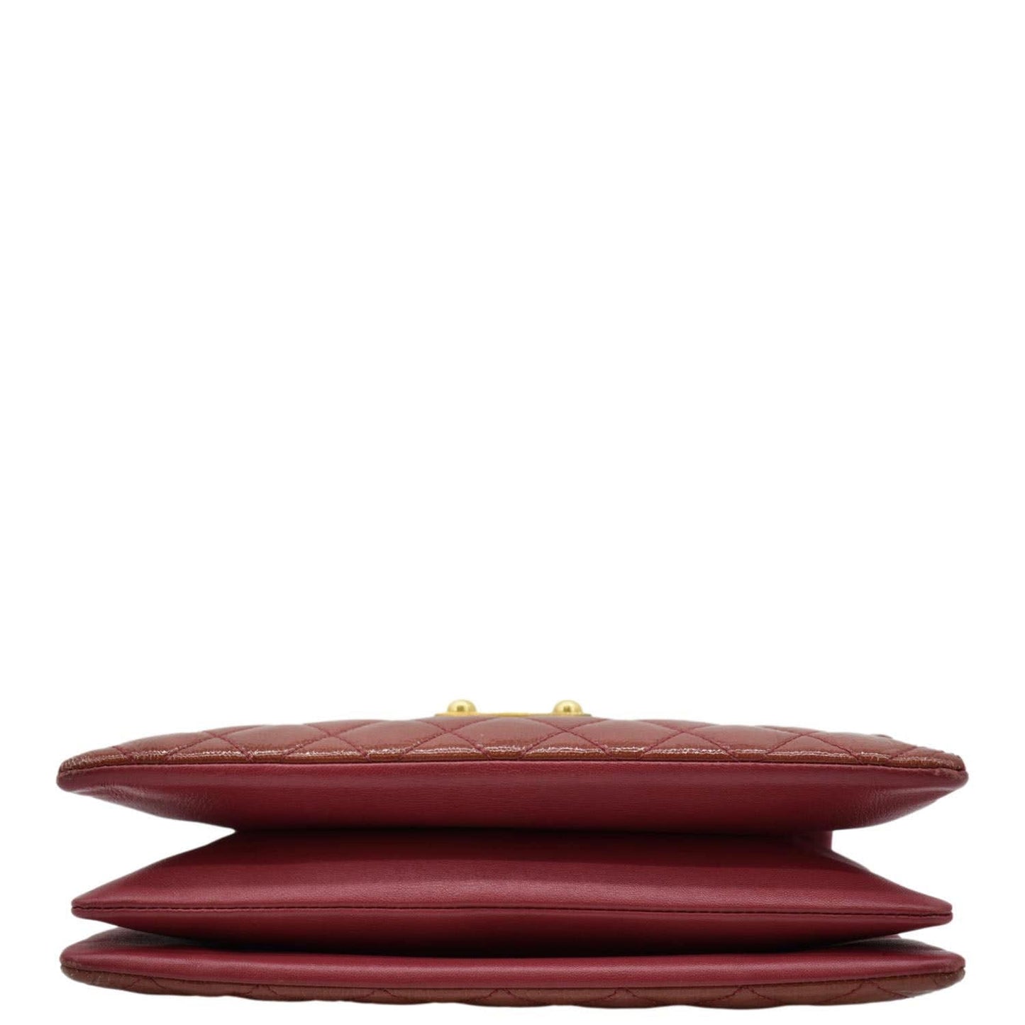 CHANEL 3 Pocket Accordion Flap Small Patent Leather Shoulder Bag Red